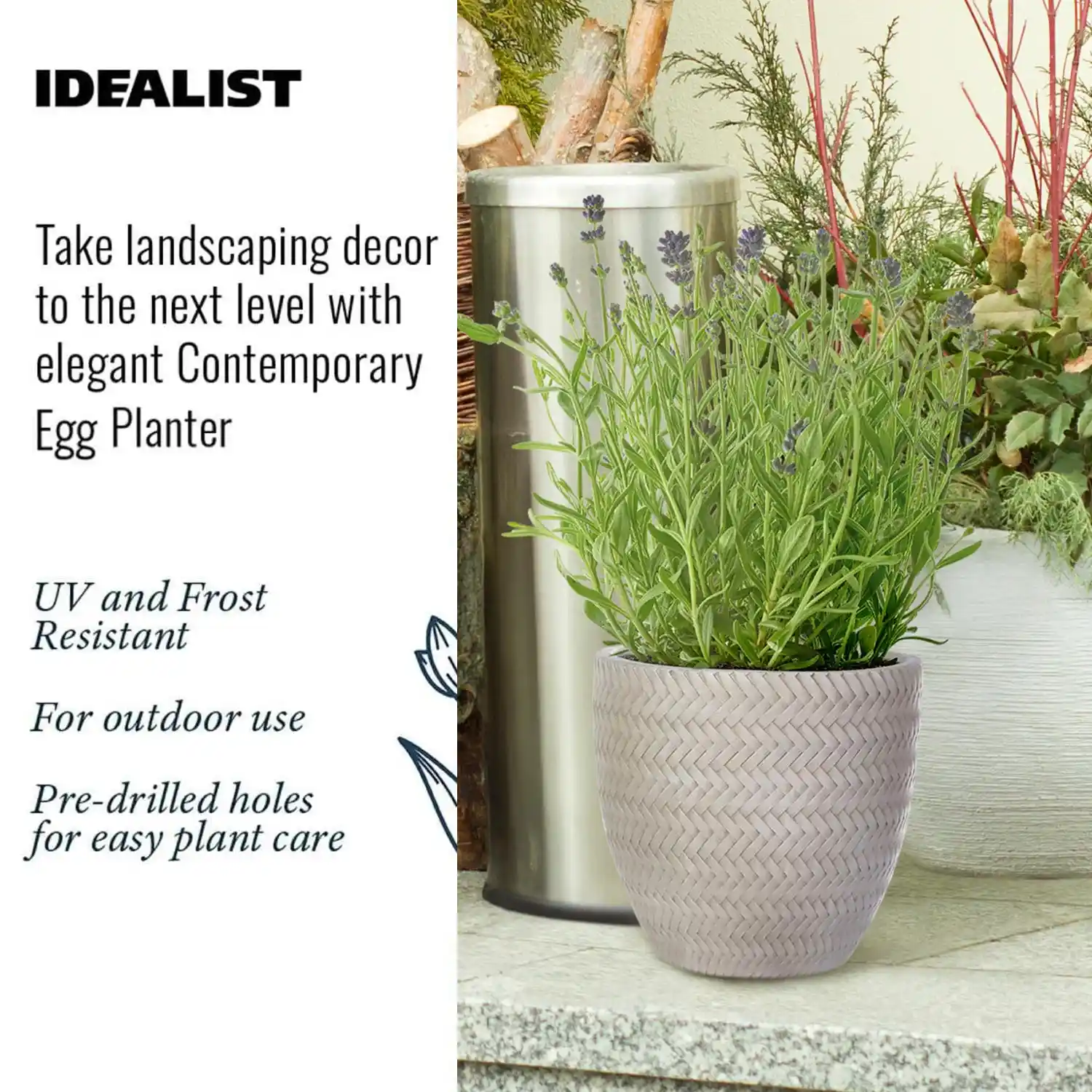 IDEALIST Lite Plaited Style Round Planter Outdoor Plant Pot
