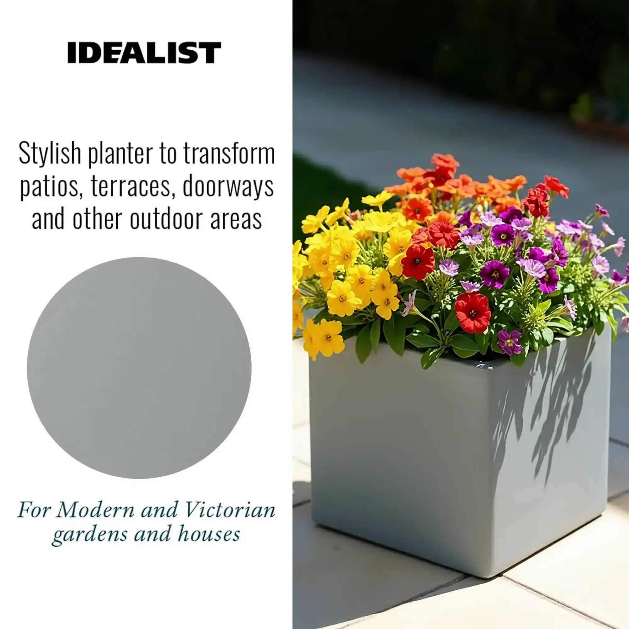 IDEALIST Lite Square Box Contemporary Light Concrete Planter