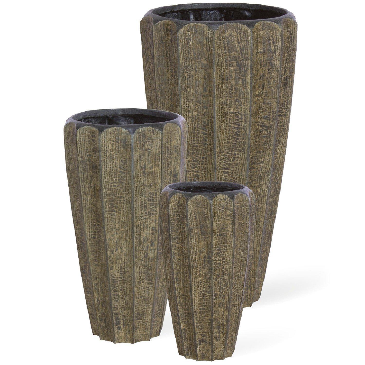 Firewood Round Tall Polystone Indoor Planter