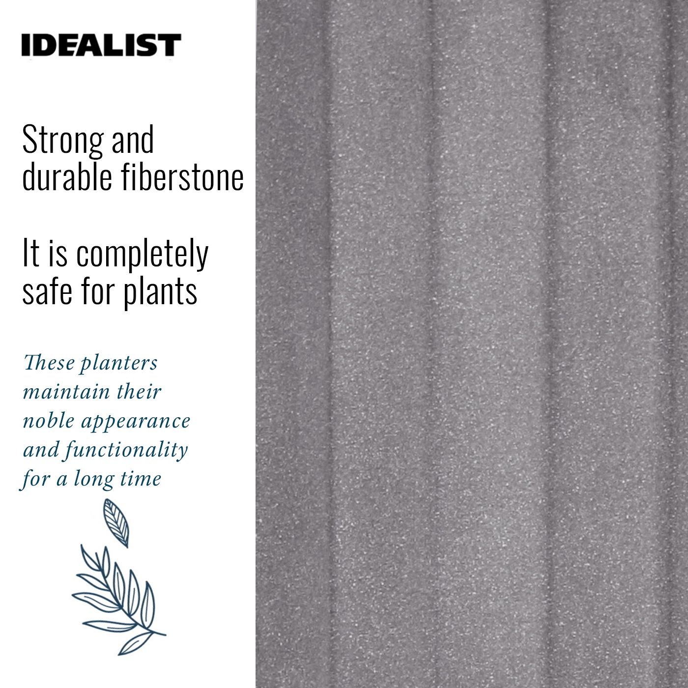 IDEALIST Lite Modern Ribbed Cylinder Planter on Legs, Round Pot Plant Stand Indoor