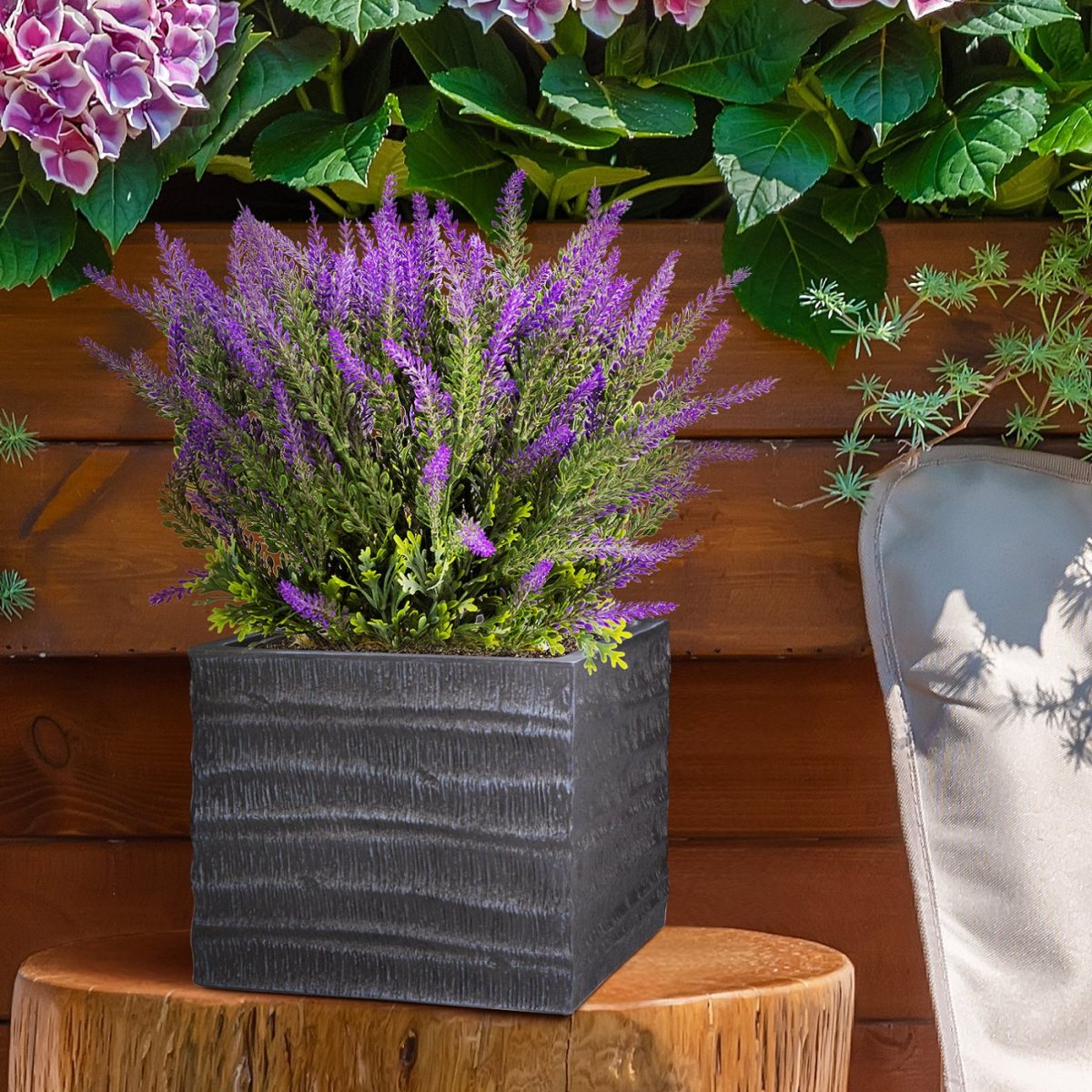 IDEALIST Lite Straw Ribbed Square Outdoor Planter