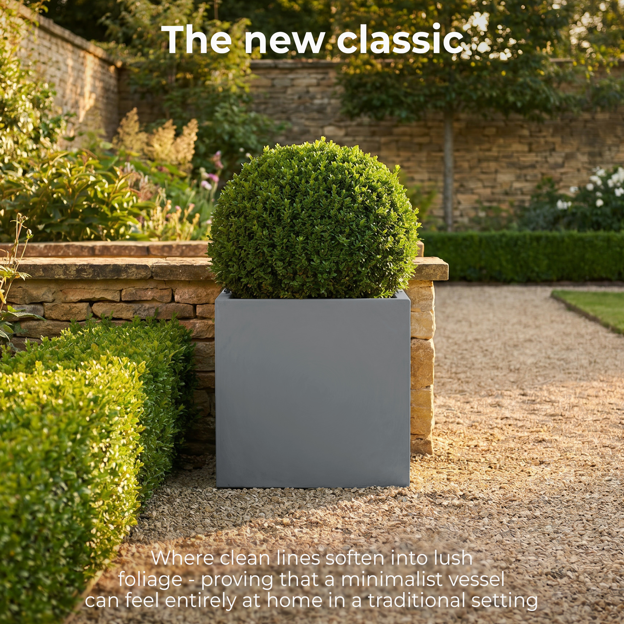 IDEALIST Lite Square Box Contemporary Light Concrete Planter