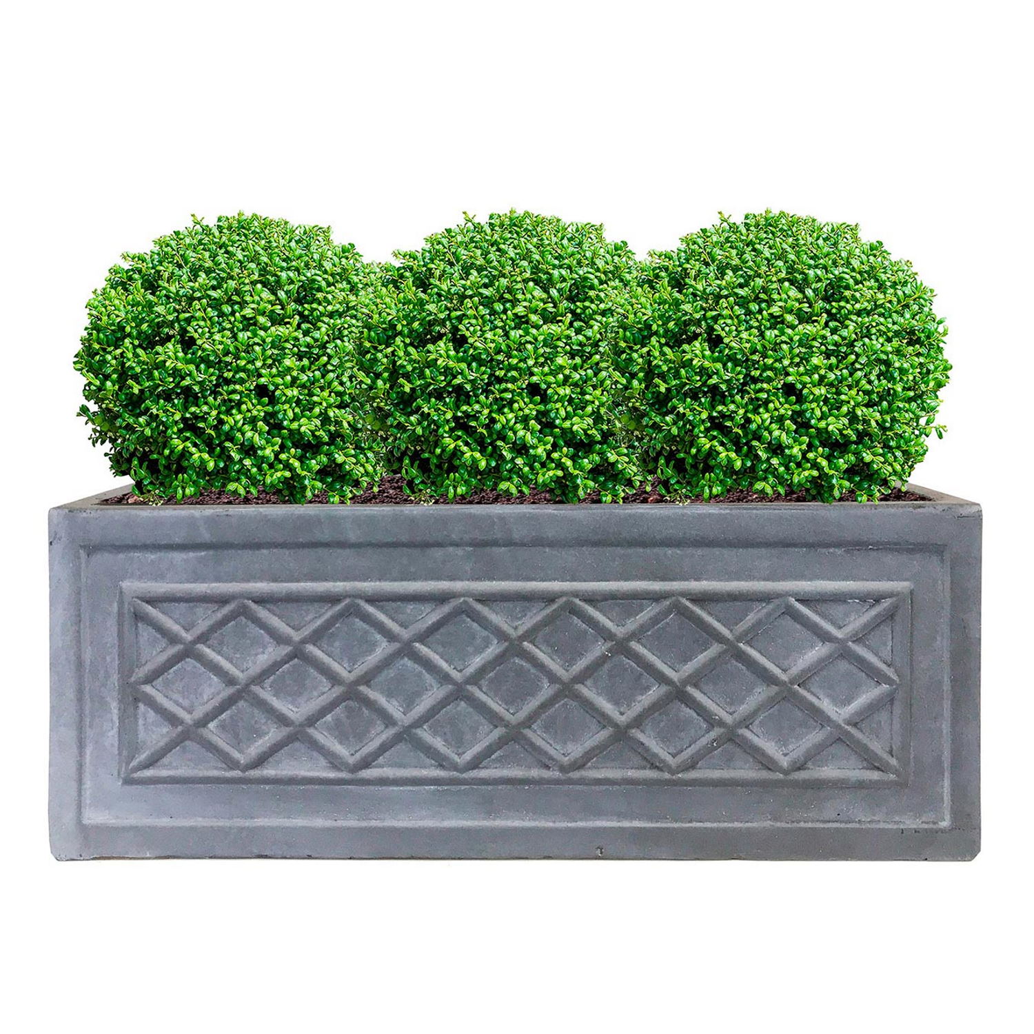 IDEALIST Lite Window Box Faux Lead Lattice Grey Light Stone Planter
