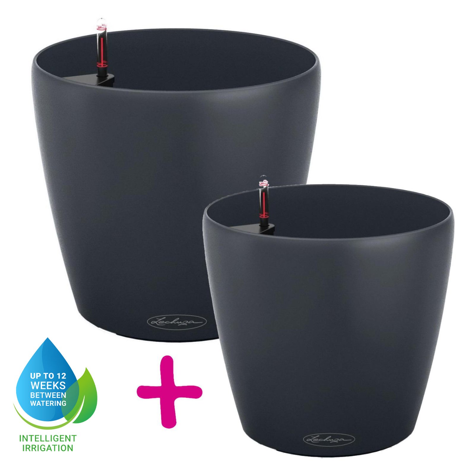 LECHUZA CLASSICO Color Round Poly Resin Self-watering Planter Set