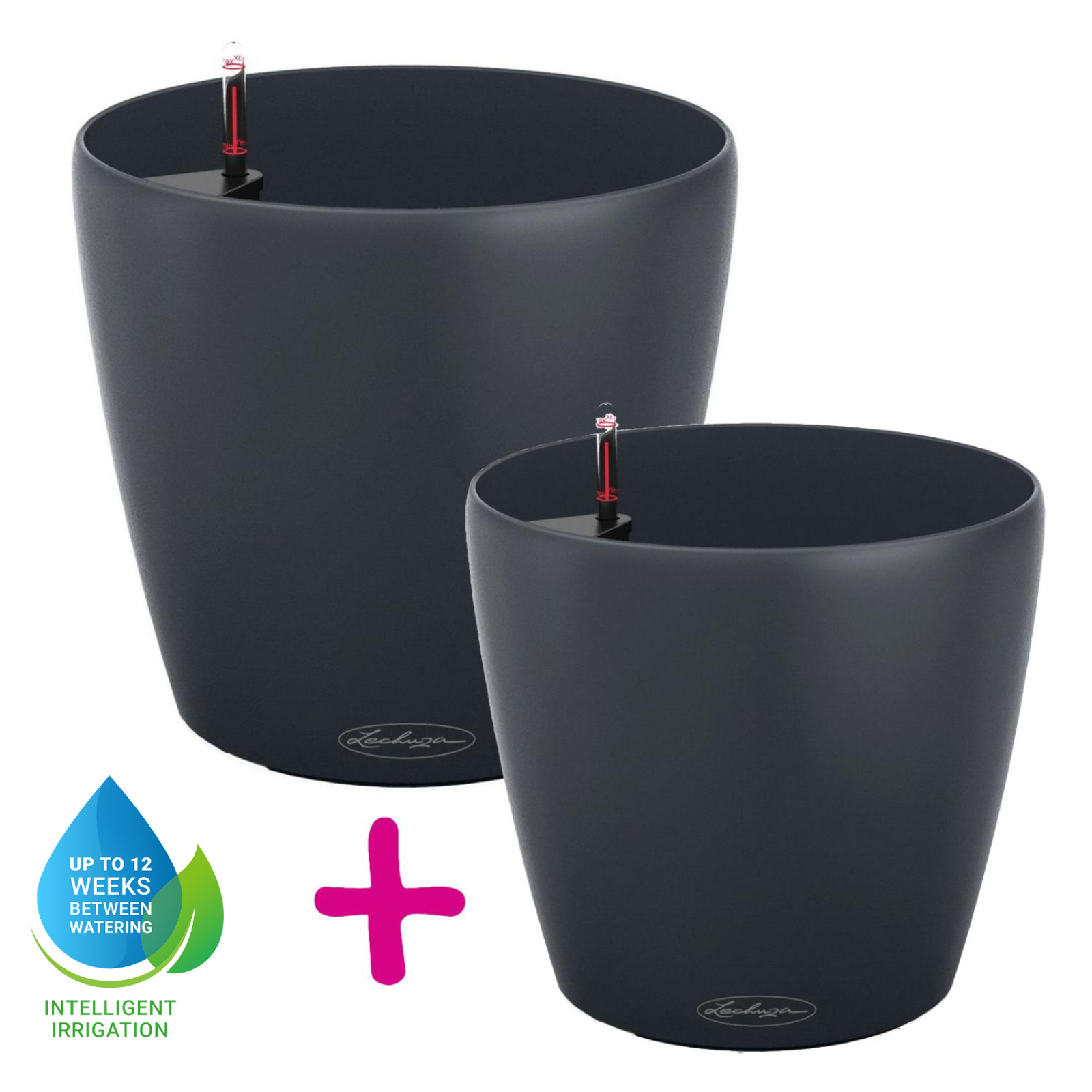 LECHUZA CLASSICO Color Round Poly Resin Self-watering Planter Set
