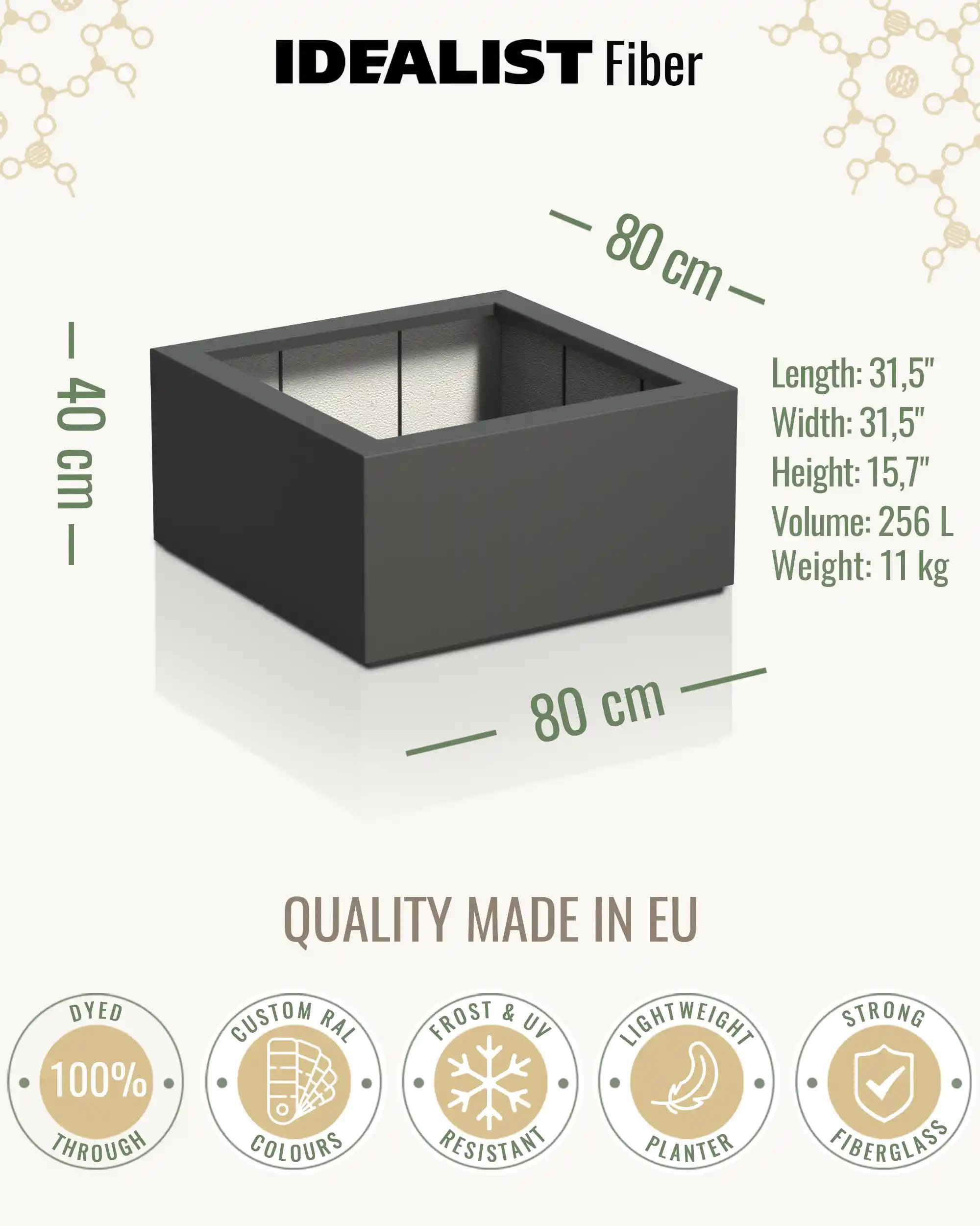 PURE Low Cube Outdoor Fibreglass Planter