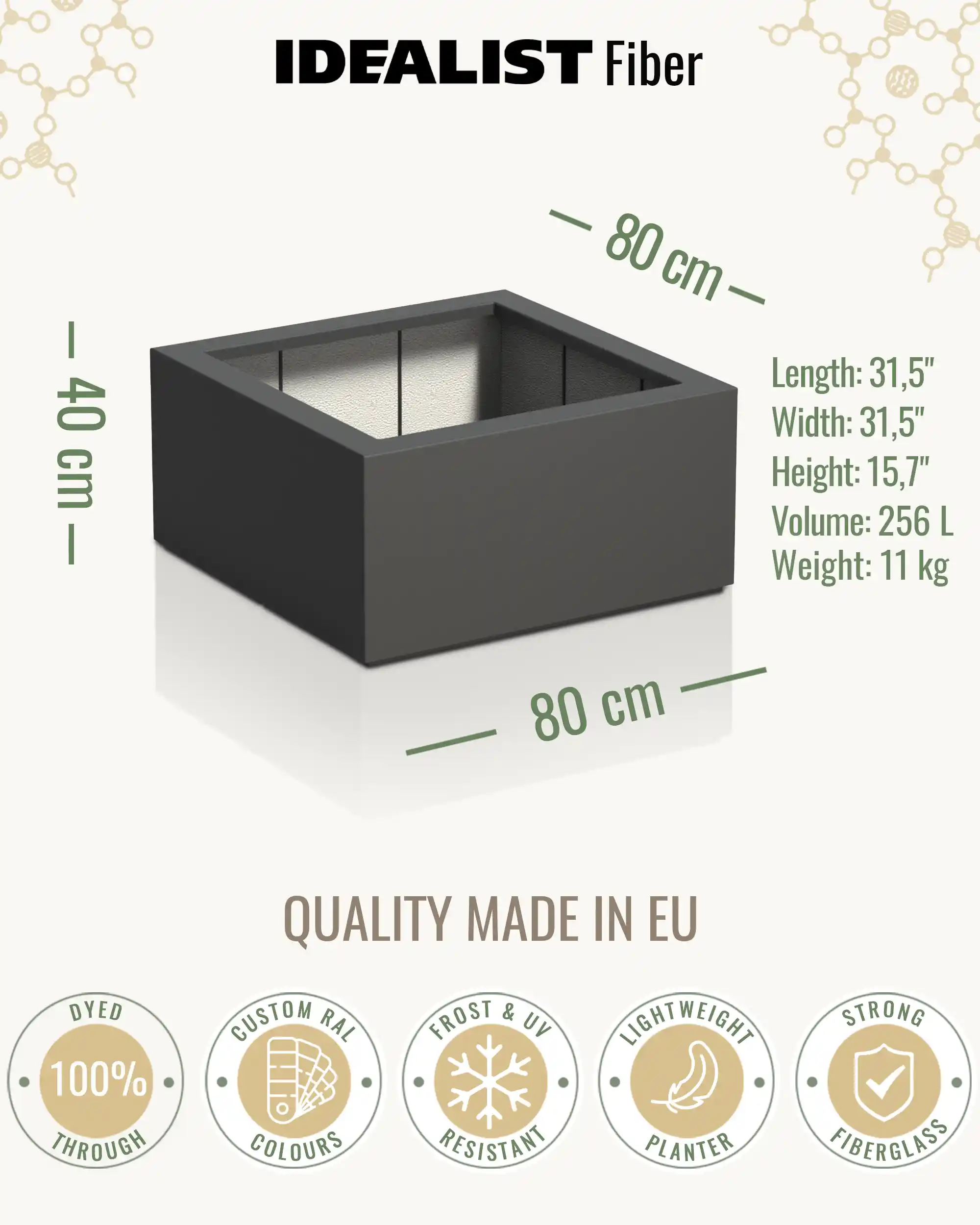PURE Low Cube Outdoor Fibreglass Planter