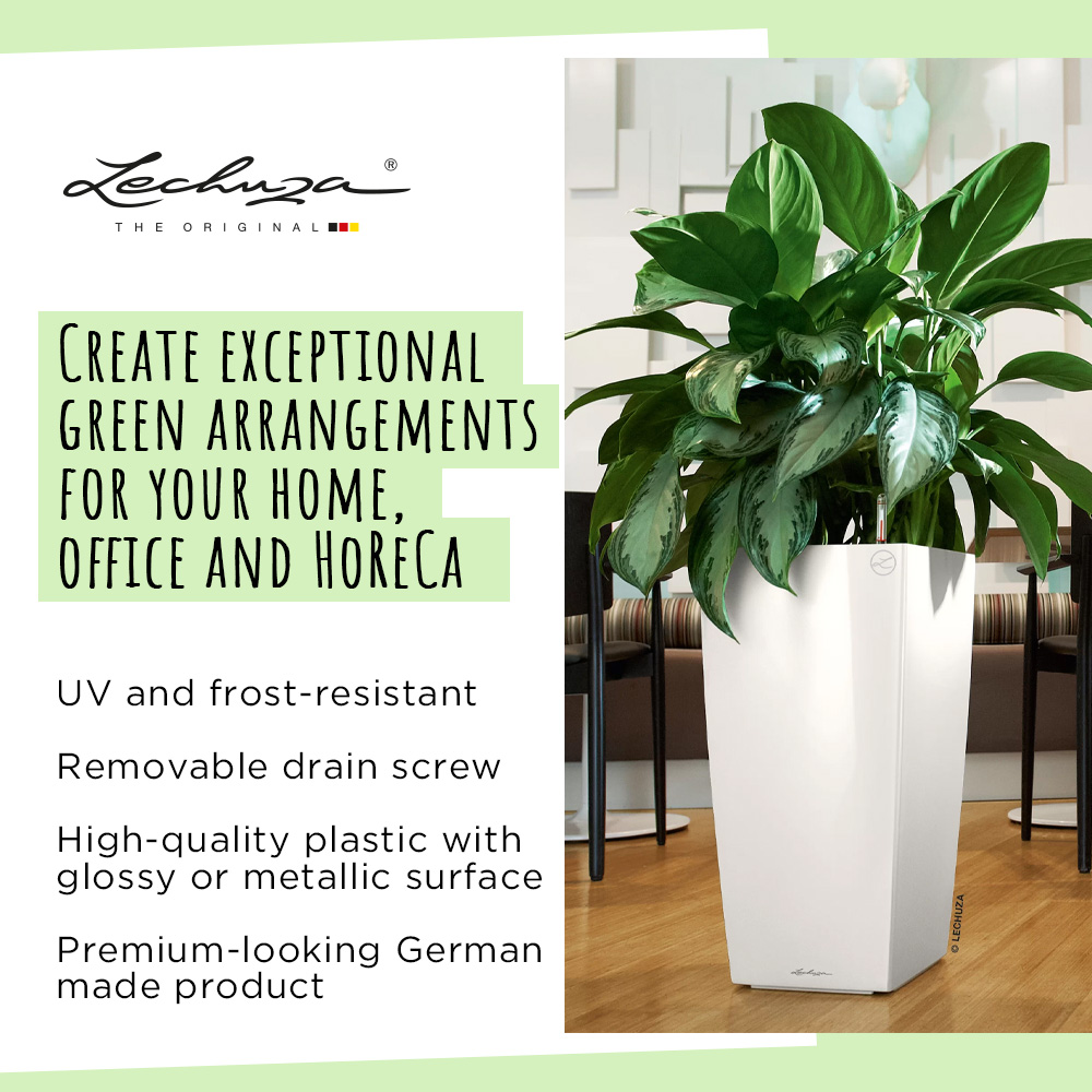LECHUZA CUBICO Square Tall Poly Resin Self-watering Planter