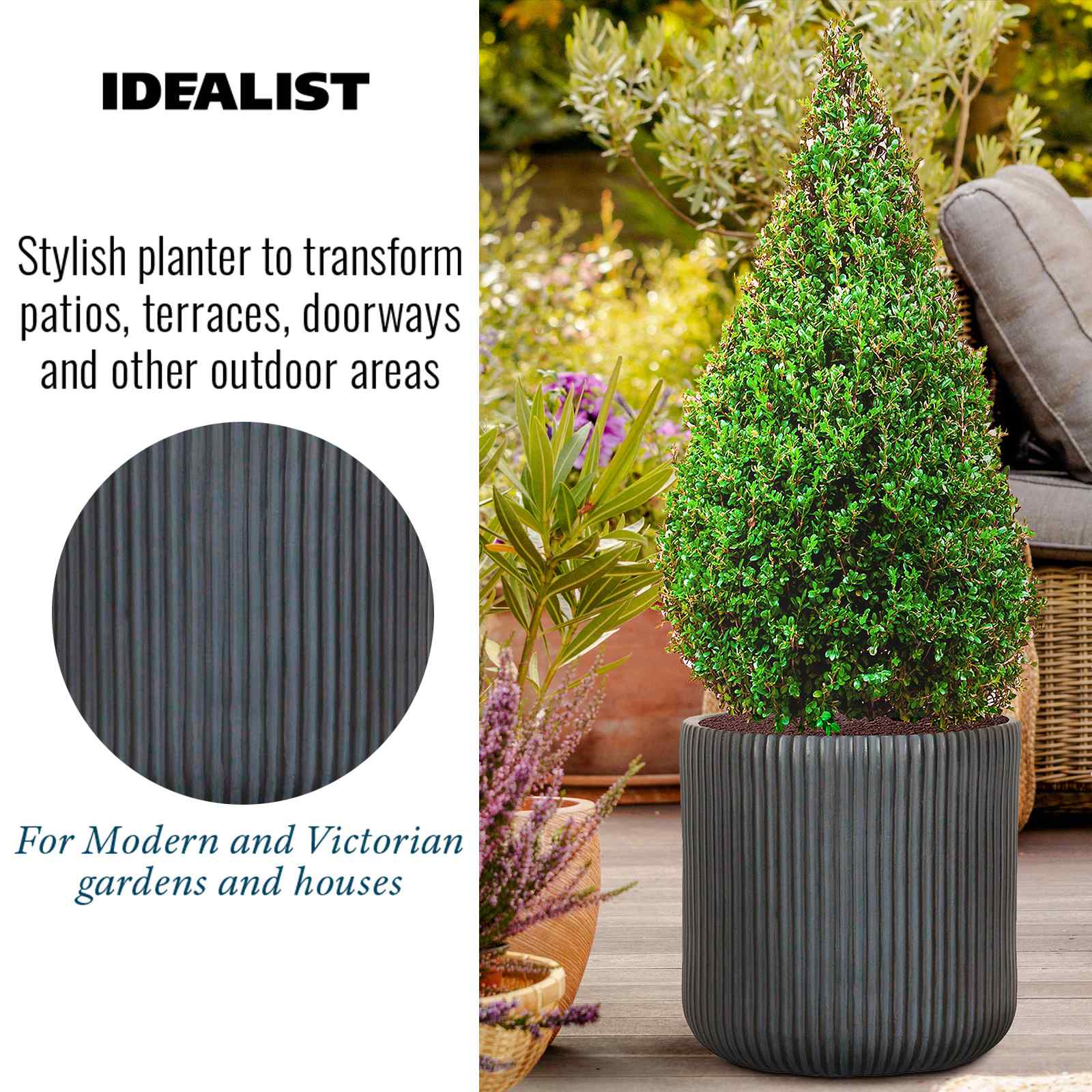 IDEALIST Lite Ribbed Round Outdoor Planter