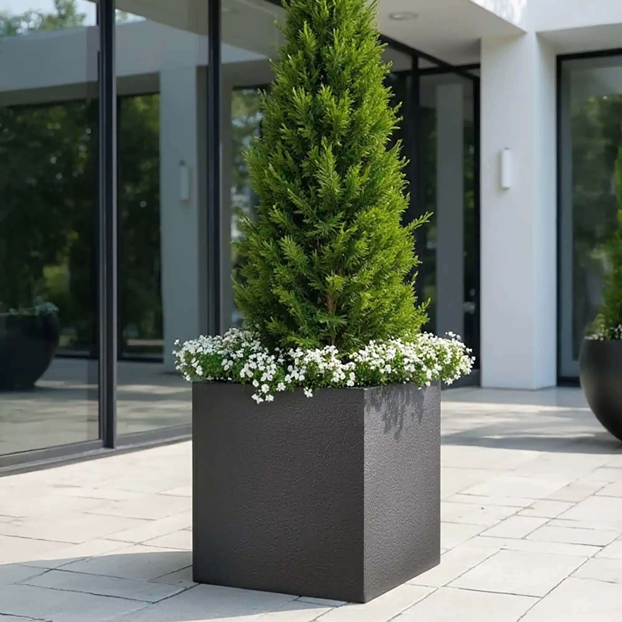 Geo Fiberglass Cube Aluminium Planter Pot In/Out