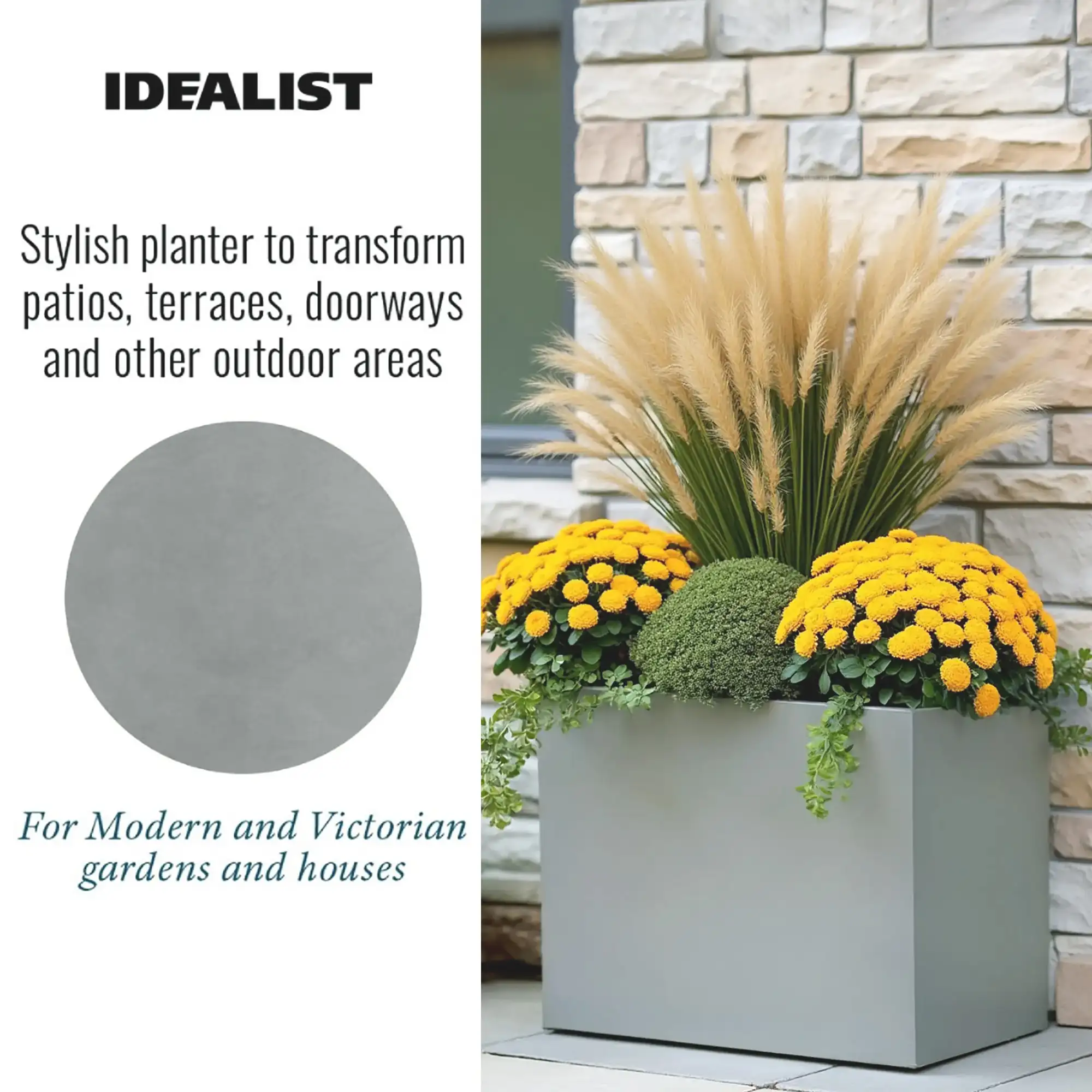 IDEALIST Lite Contemporary Light Concrete Trough Planter