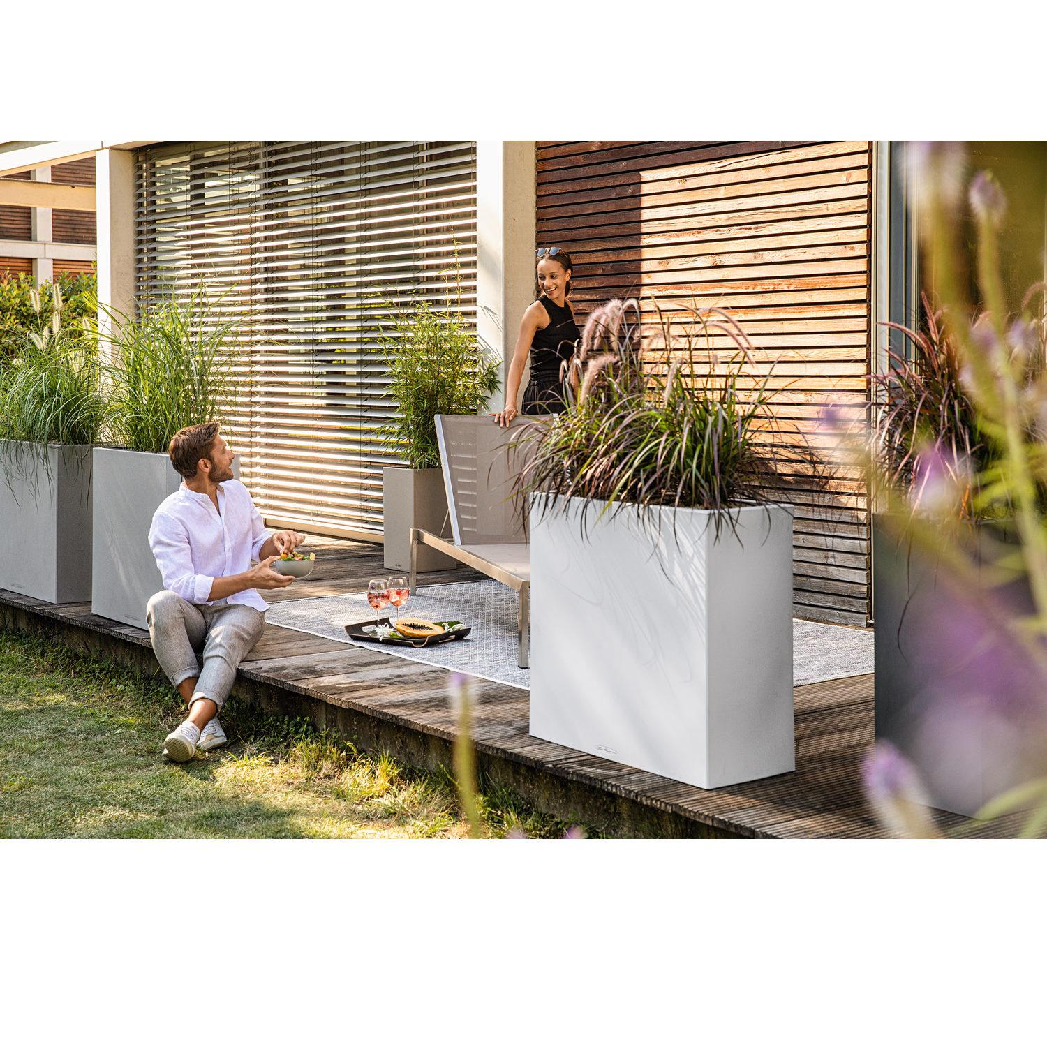 LECHUZA CANTO Stone Wide Trough Poly Resin Floor Self-watering Planter