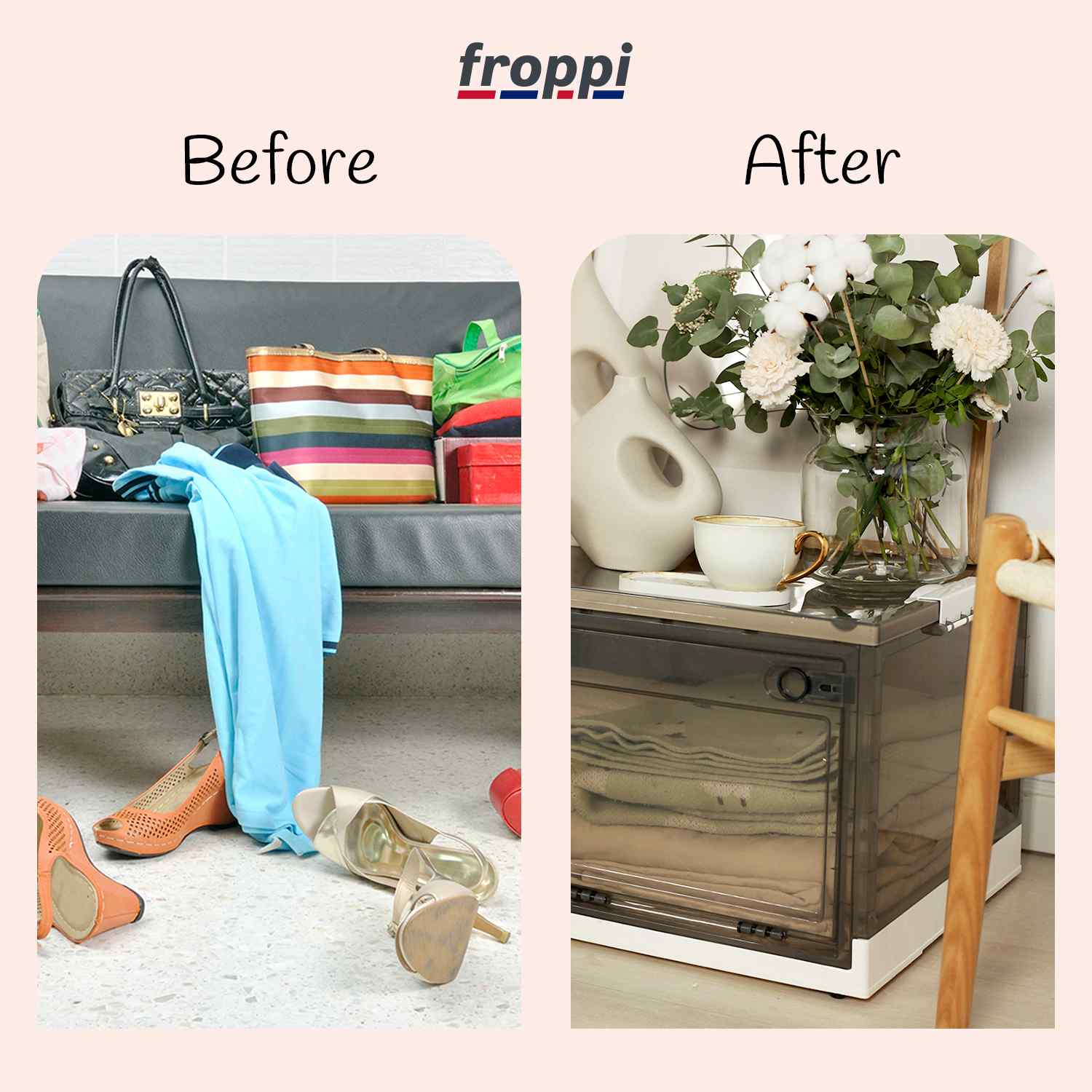 Collapsible Hard Plastic Multi-purpose Storage Box for Toys, Shoes, Clothes by Froppi
