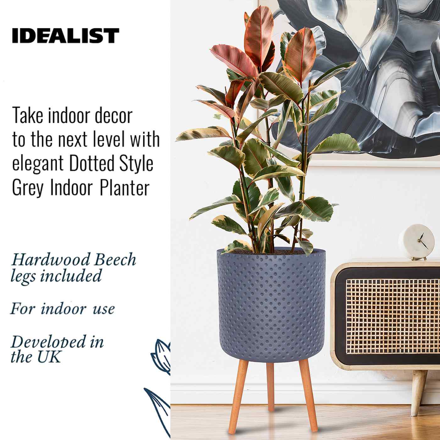 IDEALIST Lite Dotted Style Planter on Legs, Round Plant Pot Indoor