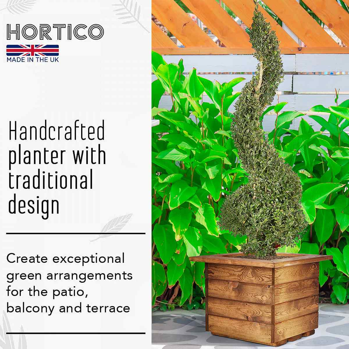 Rustic Scandinavian Redwood Square Outdoor Planter Made in UK by HORTICO