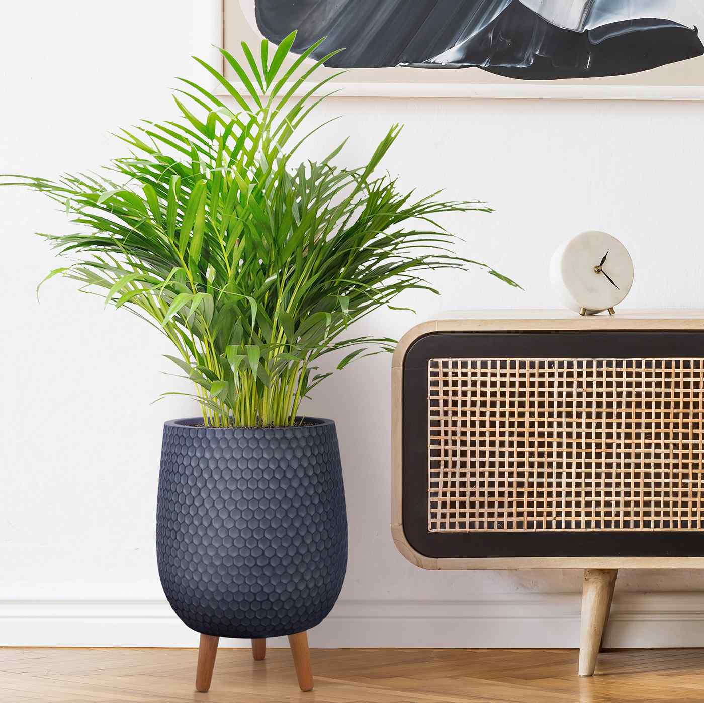 IDEALIST Lite Honeycomb Style Egg Planter on Legs, Round Pot Plant Stand Indoor