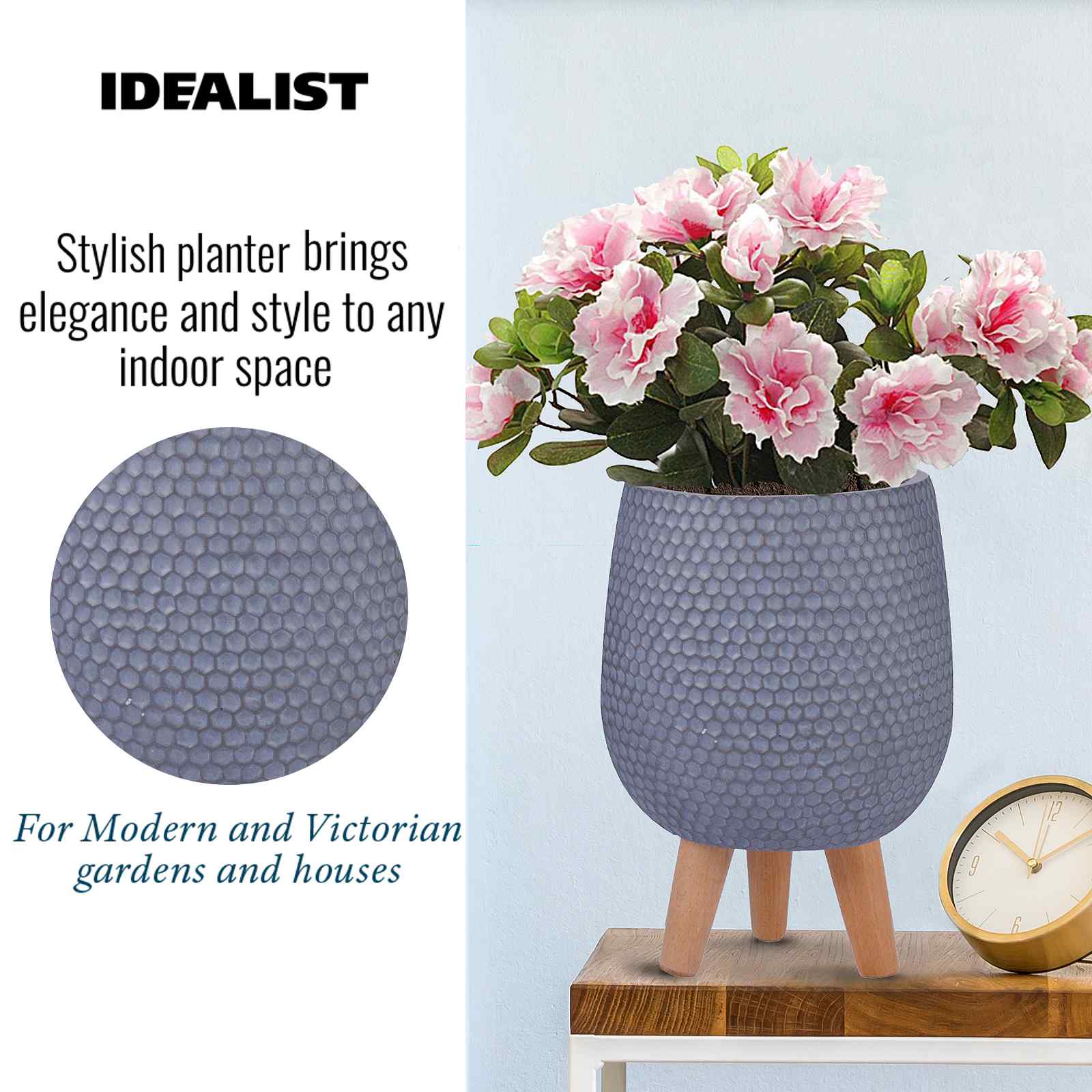 IDEALIST Lite Honeycomb Style Egg Planter on Legs, Round Pot Plant Stand Indoor