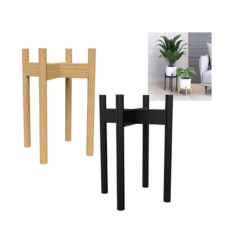 Mid Century Wooden Plant Stand / Pot Holder with Adjustable Width