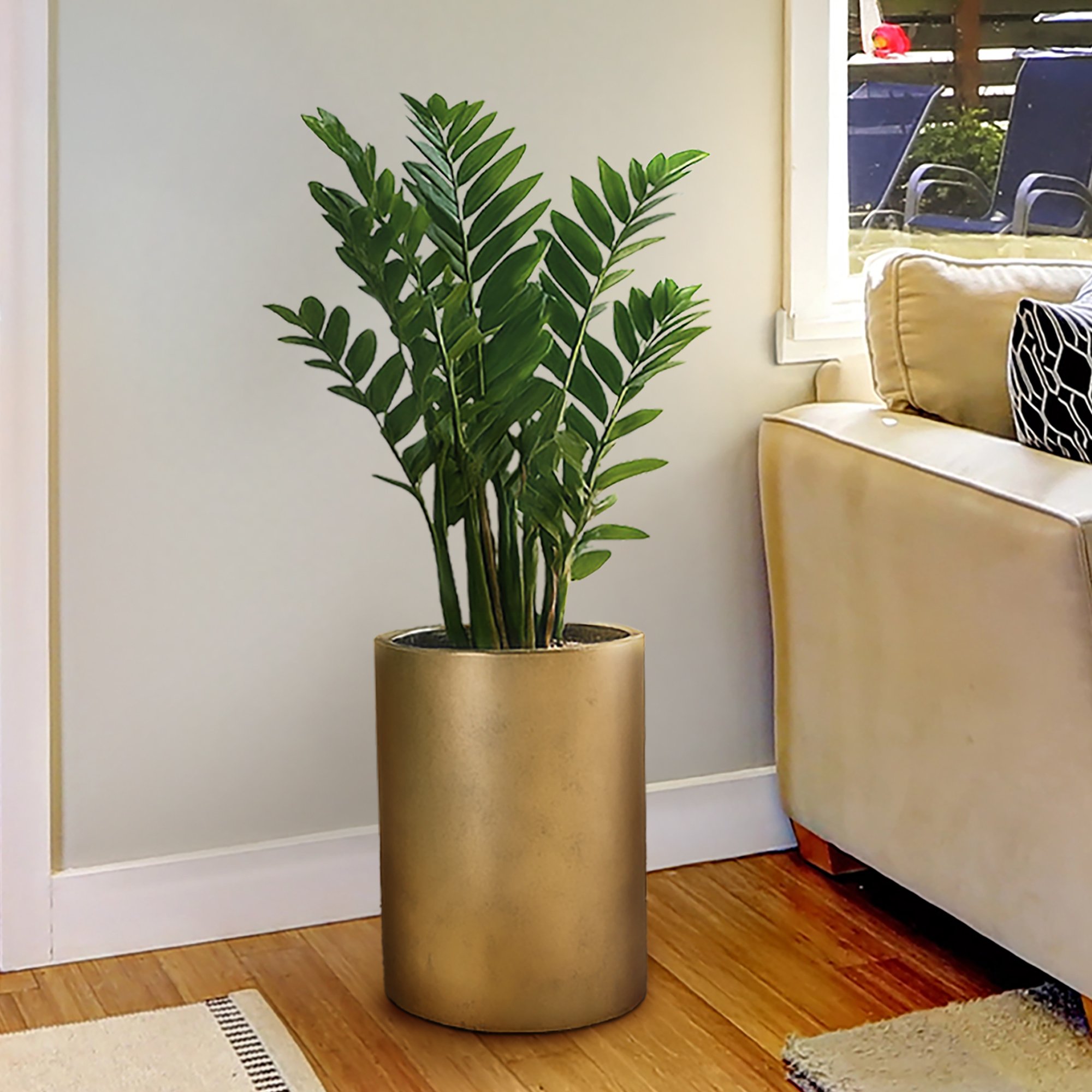 IDEALIST Lite Tall Round Metallic Indoor Planter