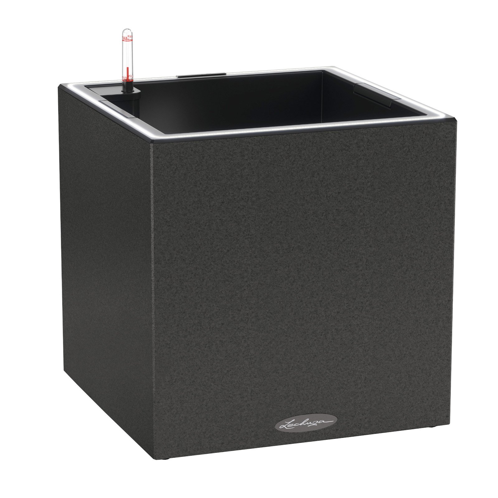 LECHUZA CANTO Stone Low LED Square Poly Resin Self-watering Planter