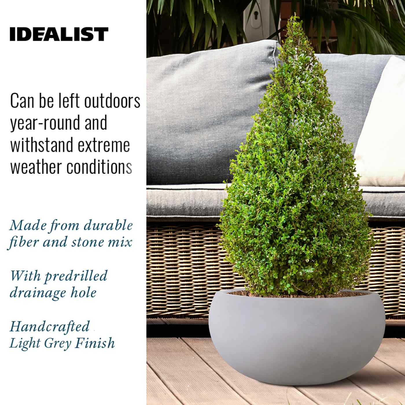 IDEALIST Lite Classic Smooth Bowl Outdoor Planter