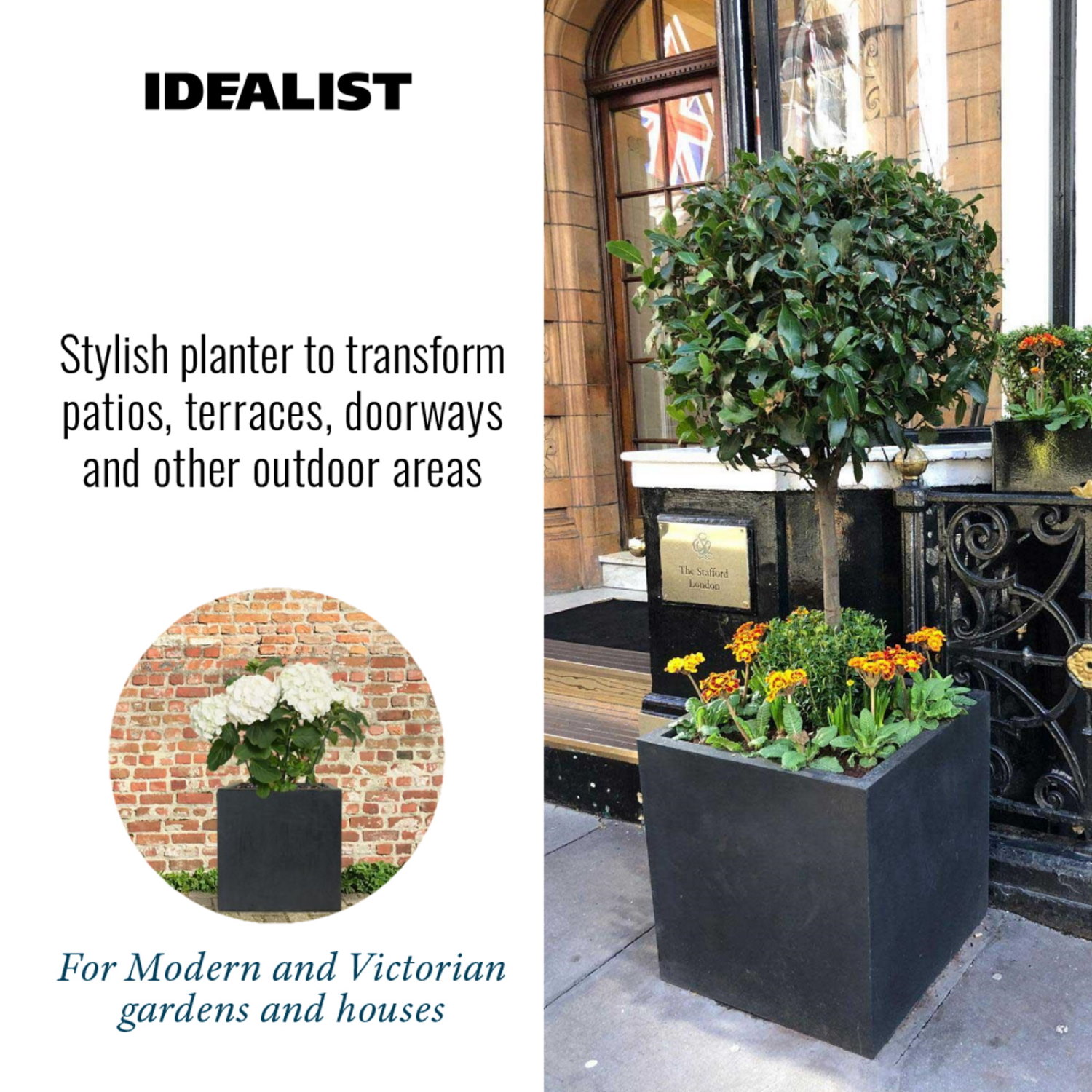 IDEALIST Lite Square Box Contemporary Light Concrete Planter