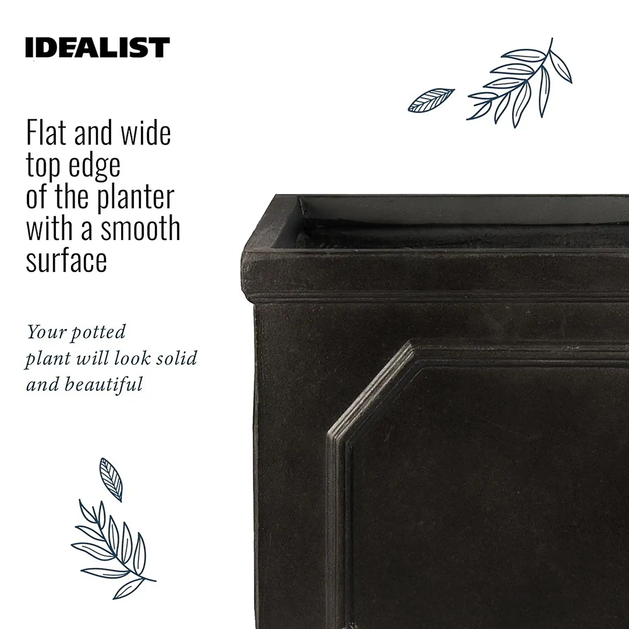 IDEALIST Lite Faux Lead Chelsea Light Concrete Tall Square Planter