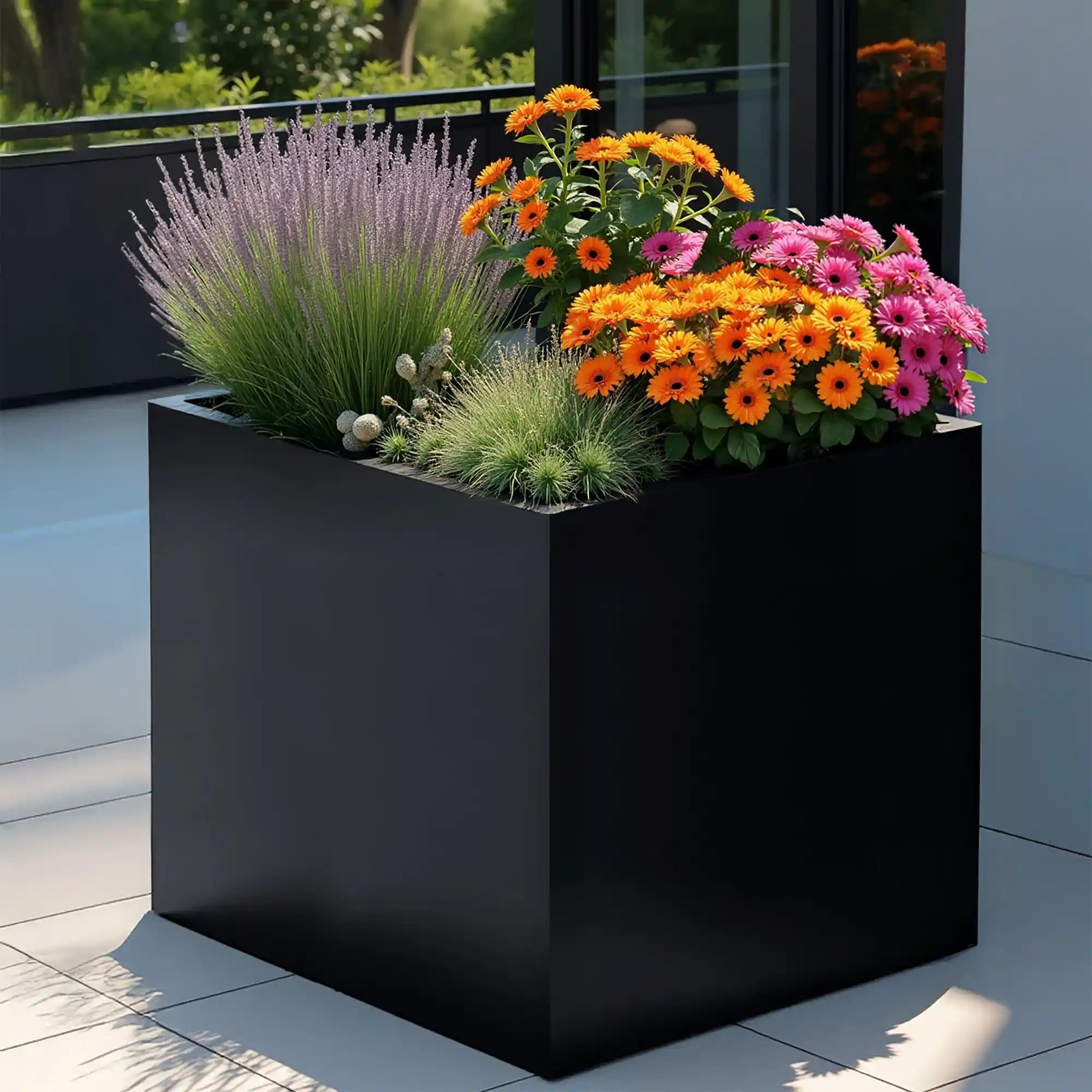 PURE Cube Outdoor Fiberglass Planter