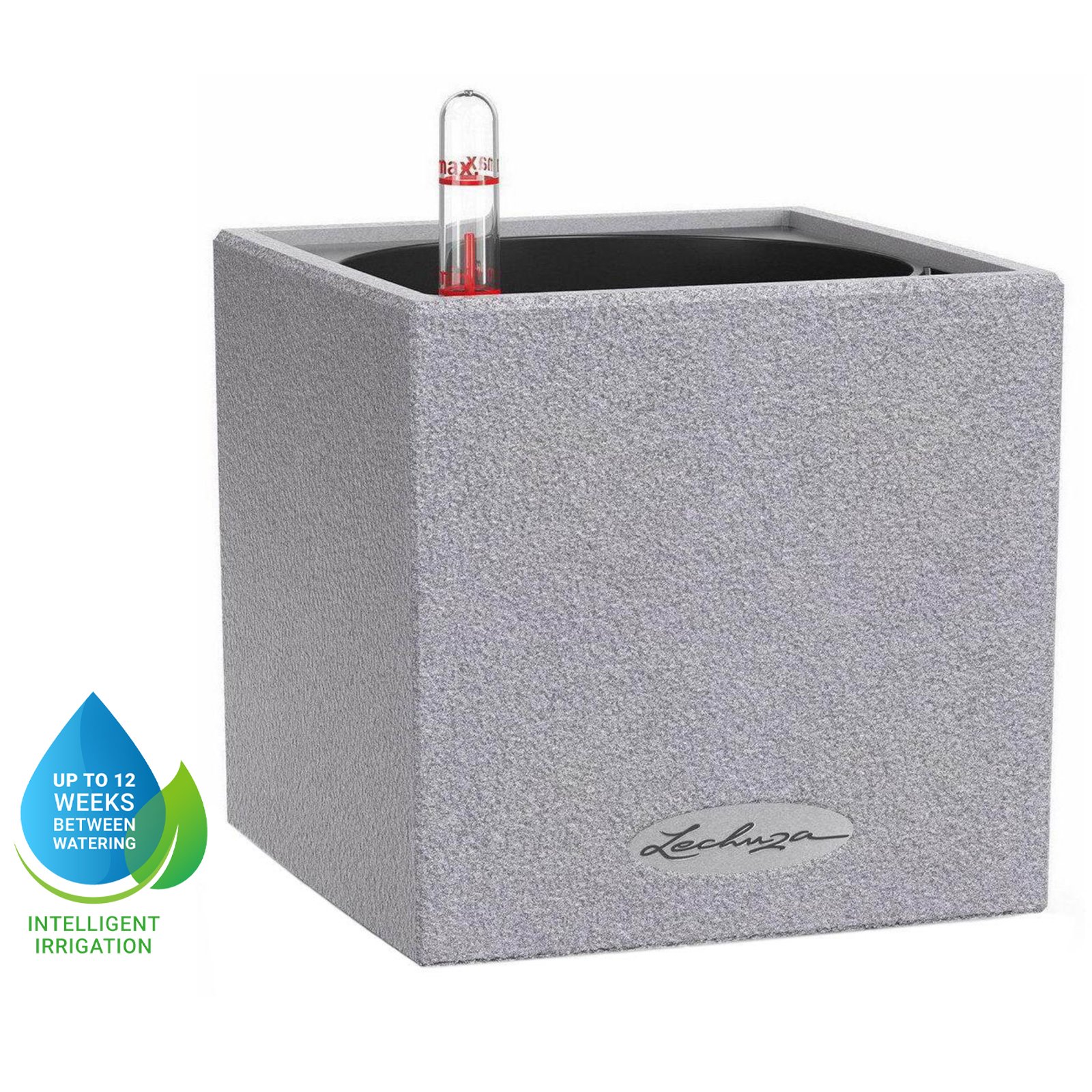 LECHUZA CANTO Stone Square Poly Resin Indoor Self-watering Planter