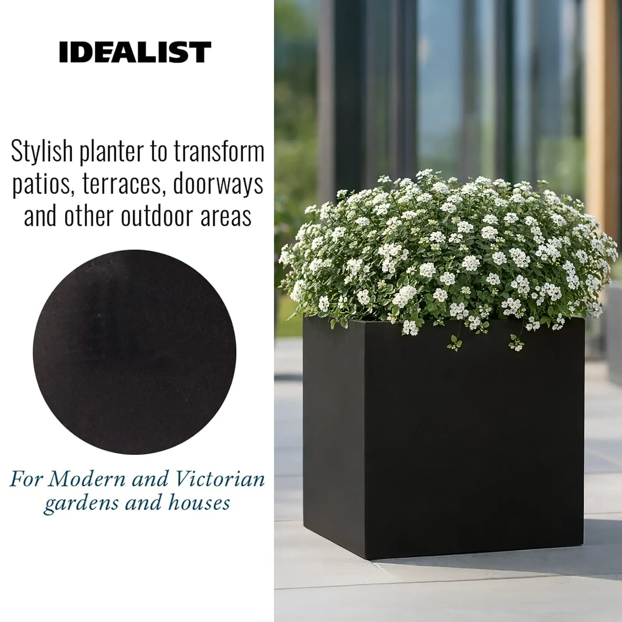 IDEALIST Lite Square Box Contemporary Light Concrete Planter