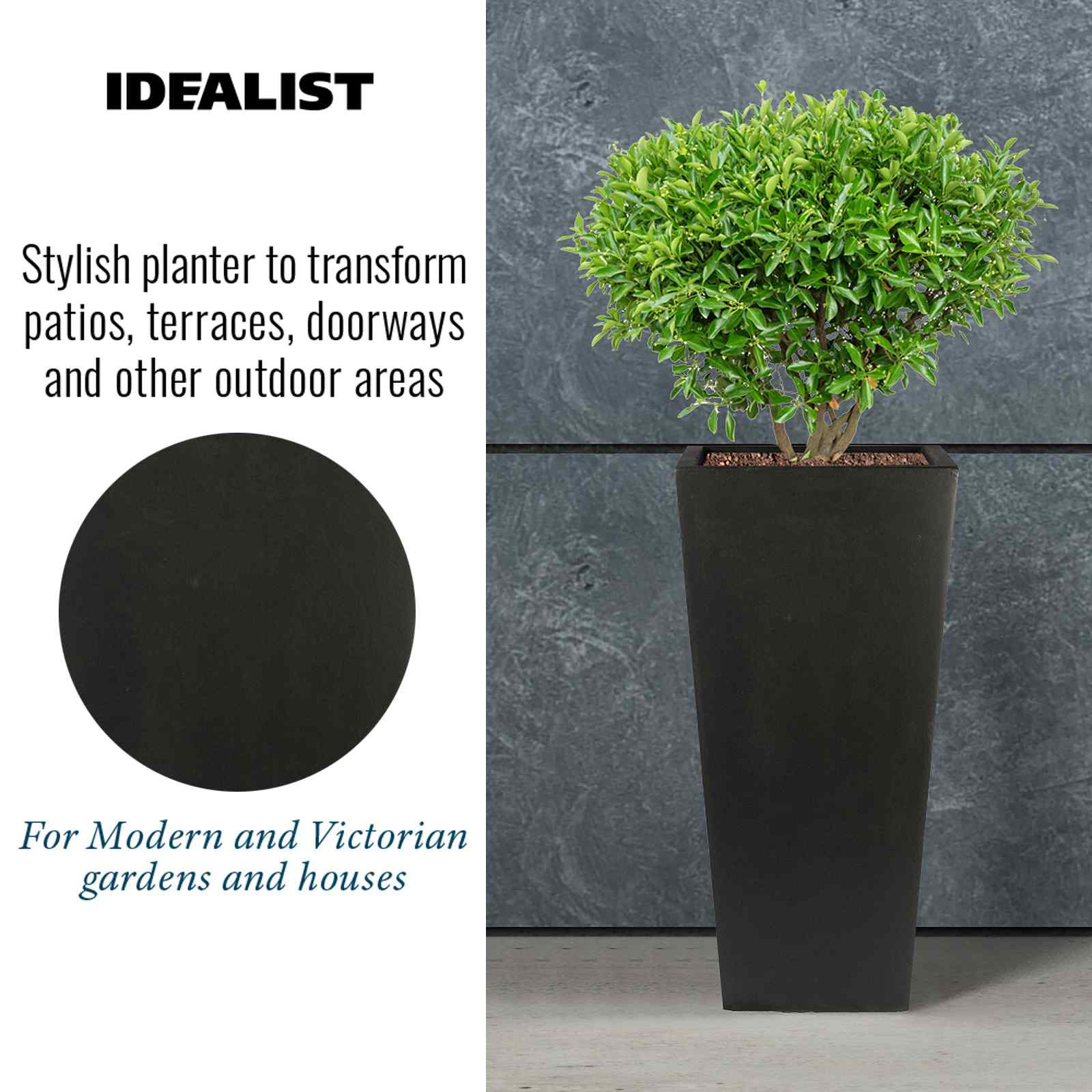 IDEALIST Lite Tall Tapered Contemporary Light Concrete Planter
