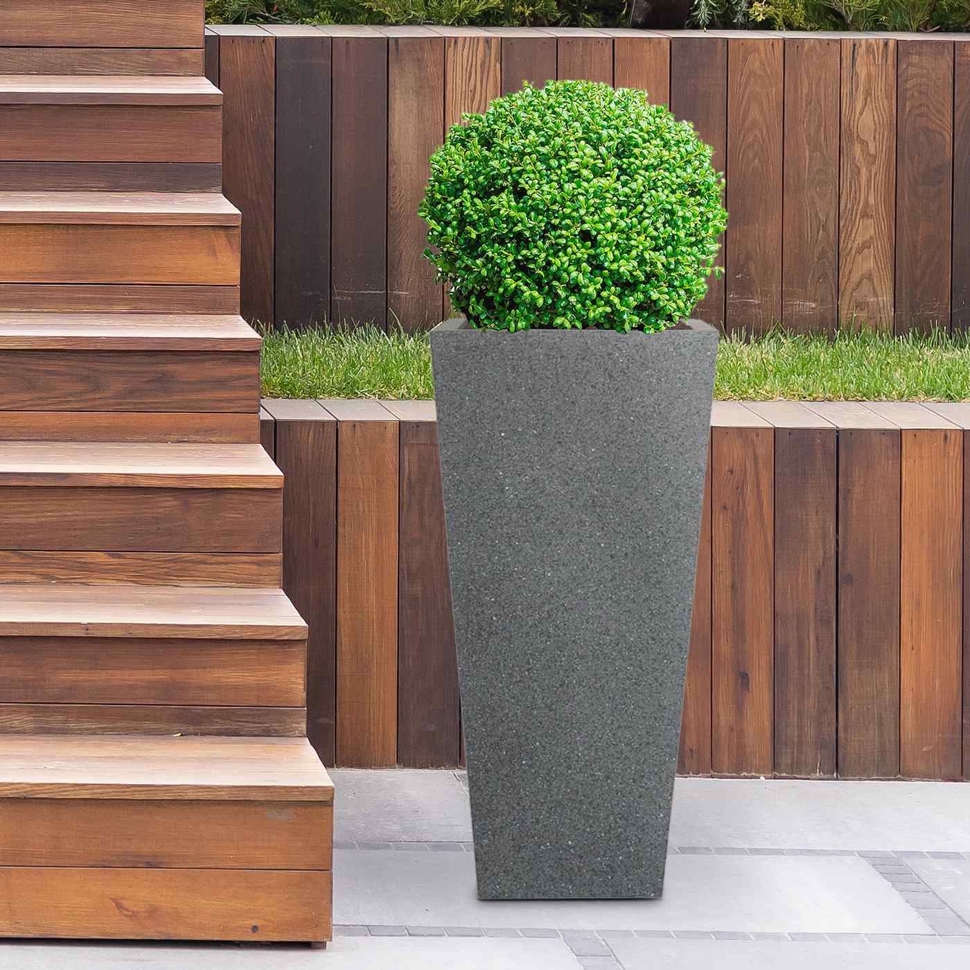 IDEALIST Lite Textured Concrete Effect Tall Tapered Outdoor Planter