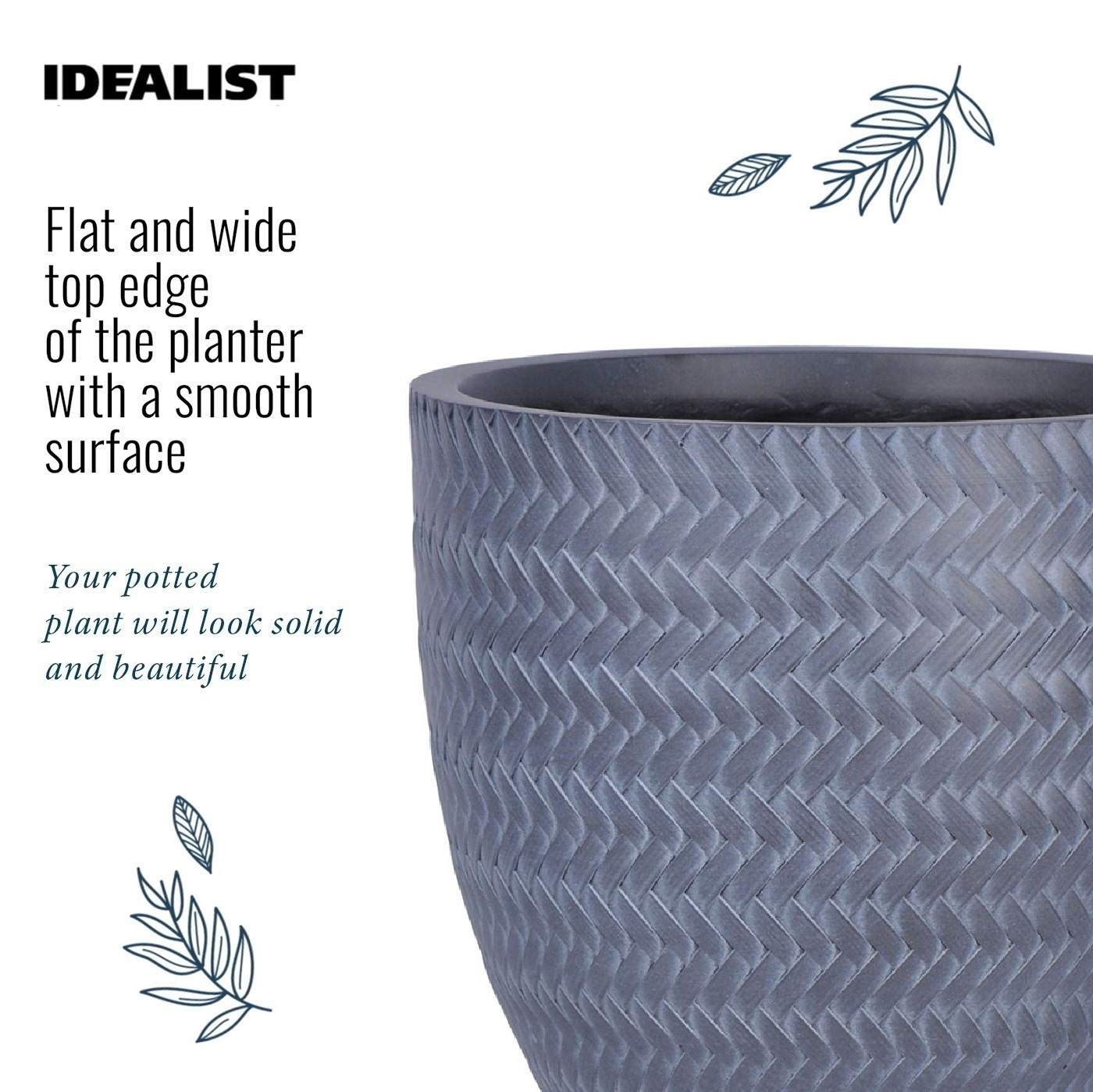 IDEALIST Lite Plaited Style Round Planter Outdoor Plant Pot