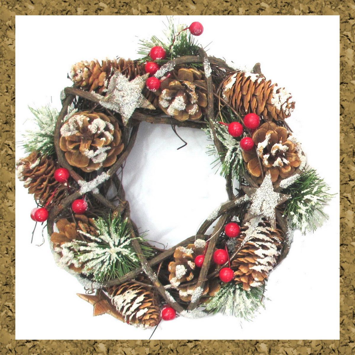 Snowy Pine Wreath Artificial Branch Plant