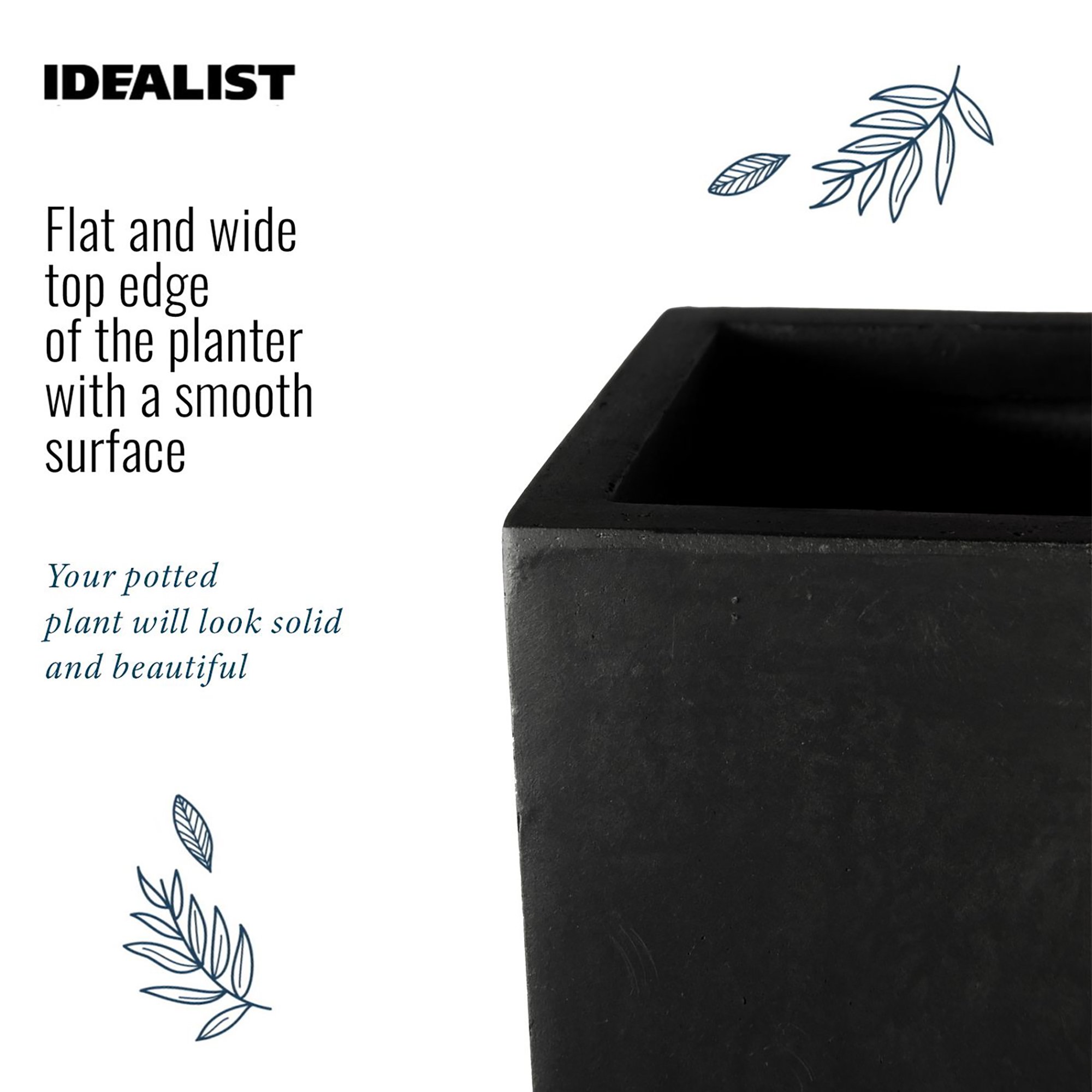 Set of 2 IDEALIST Lite Trough Garden Planters, Light Concrete Outdoor Large Plant Pots