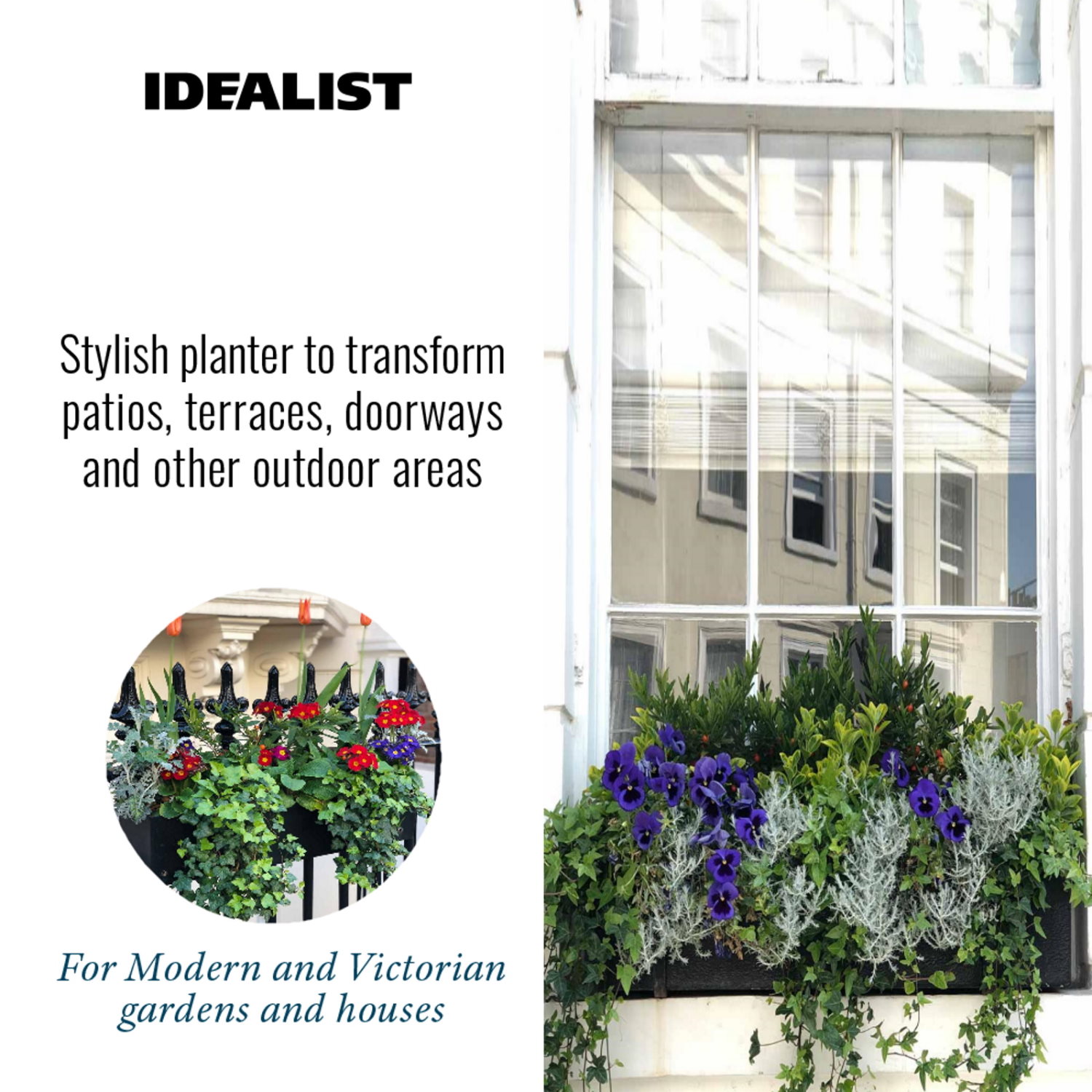 IDEALIST Lite Window Box Light Concrete Planter Set