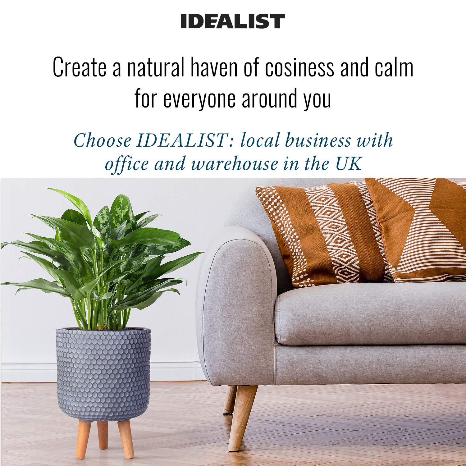 IDEALIST Lite Honeycomb Style Cylinder Planter on Legs, Round Pot Plant Stand Indoor