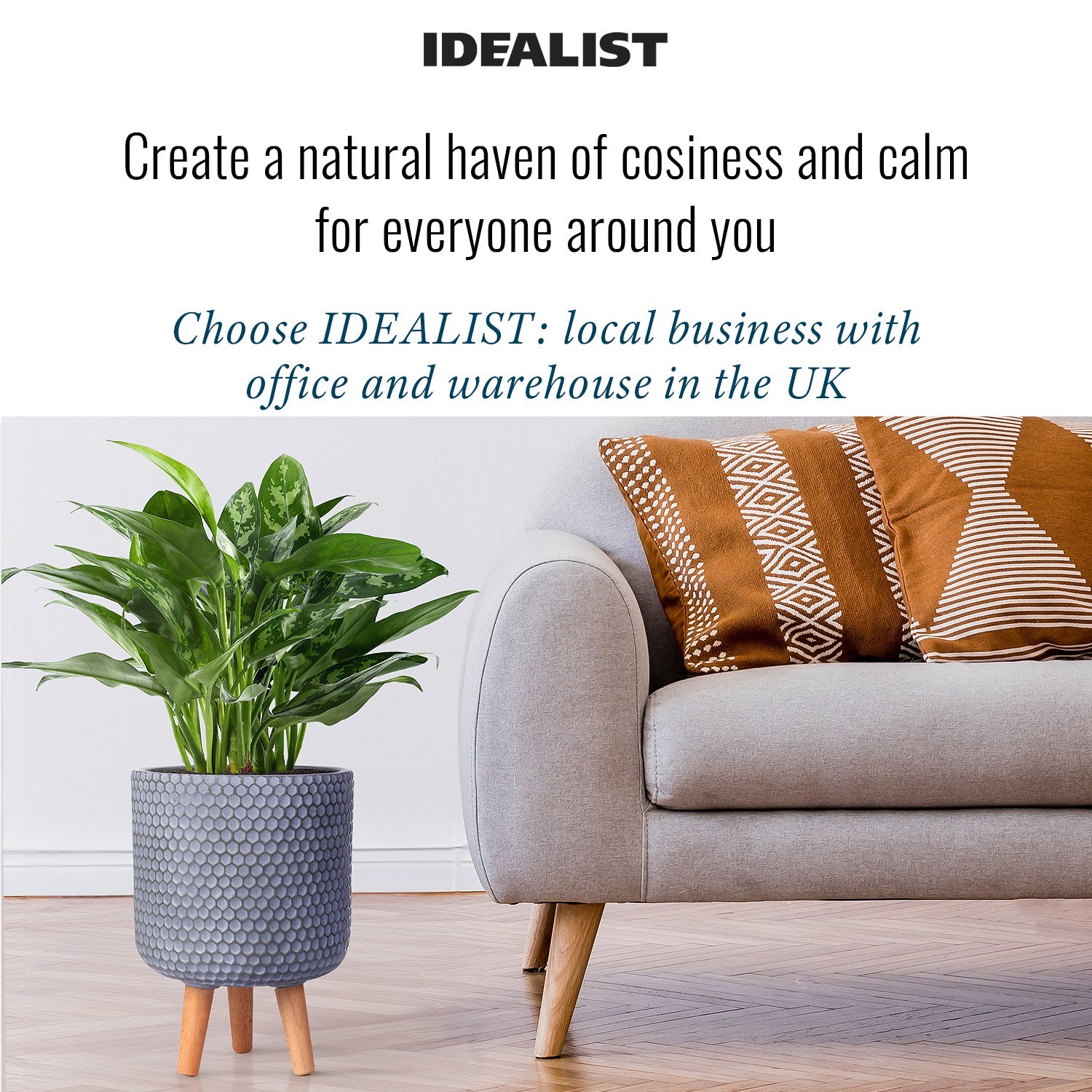 IDEALIST Lite Honeycomb Style Cylinder Planter on Legs, Round Pot Plant Stand Indoor
