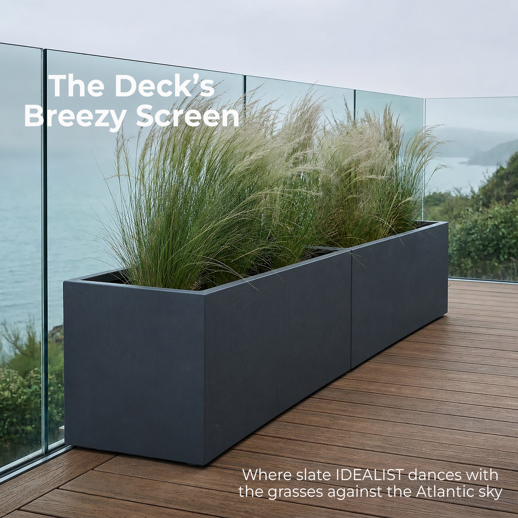 IDEALIST Lite Contemporary Light Concrete Trough Planter