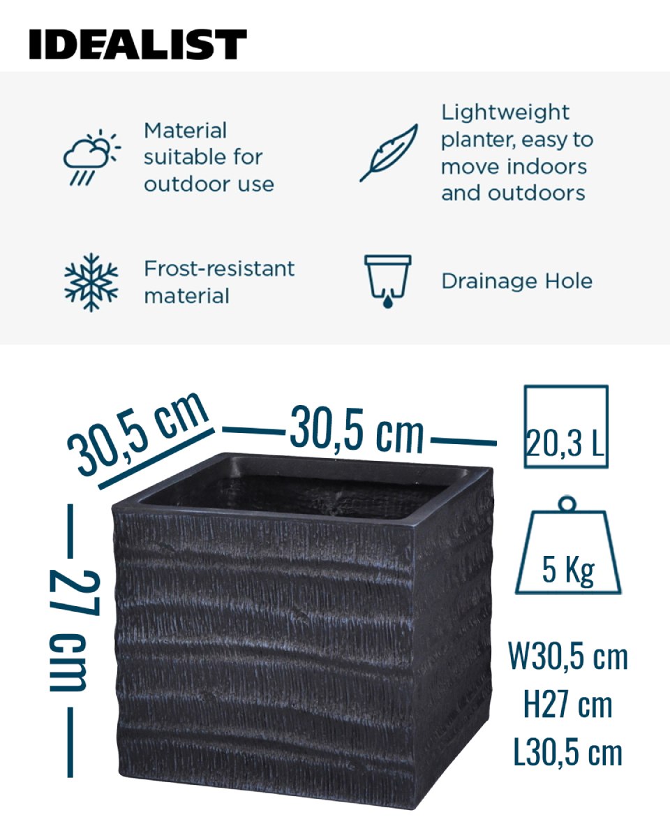 IDEALIST Lite Straw Ribbed Square Outdoor Planter