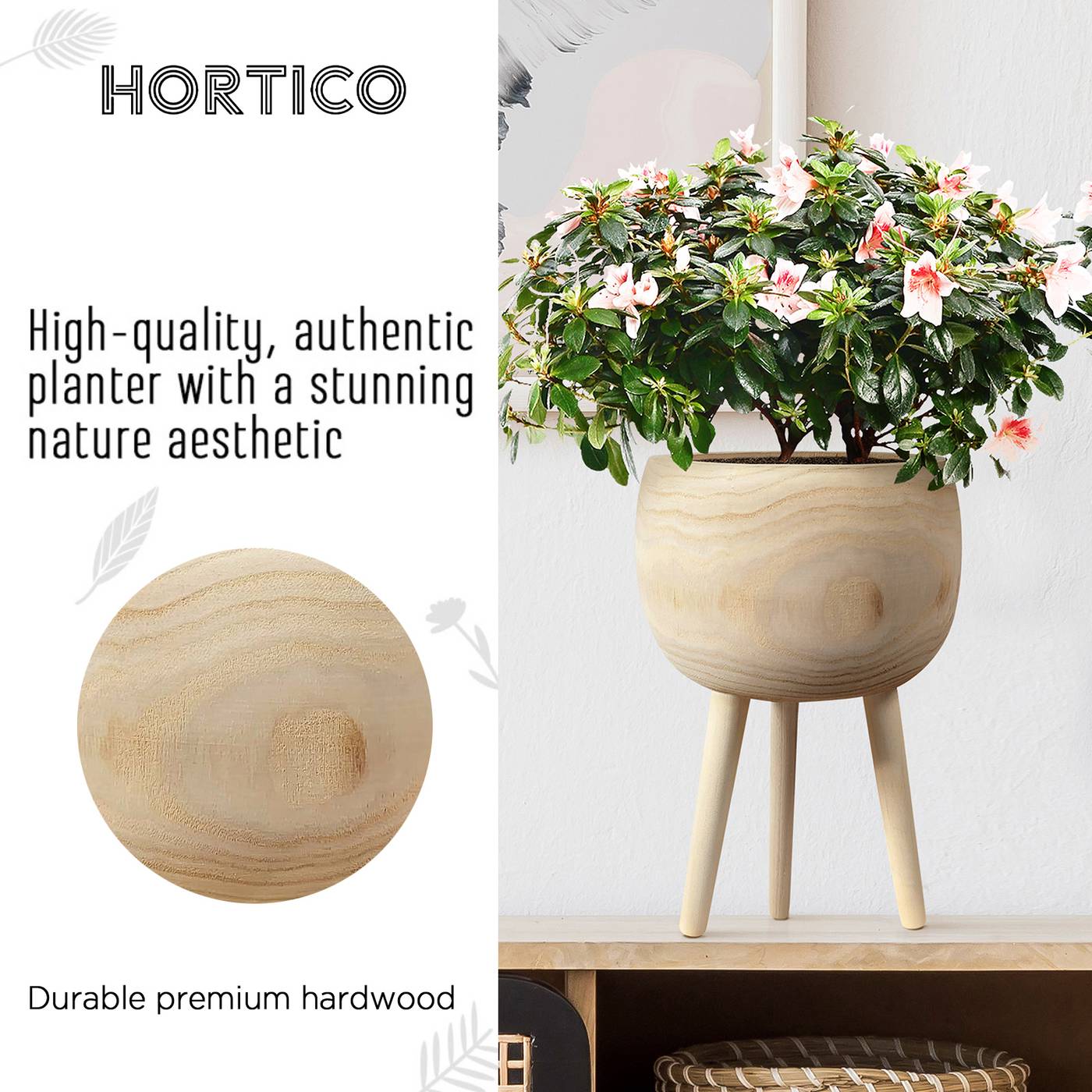 HORTICO TREND Wooden House Planter with Legs, Tall Indoor Plant Pot Stand with Waterproof Liner