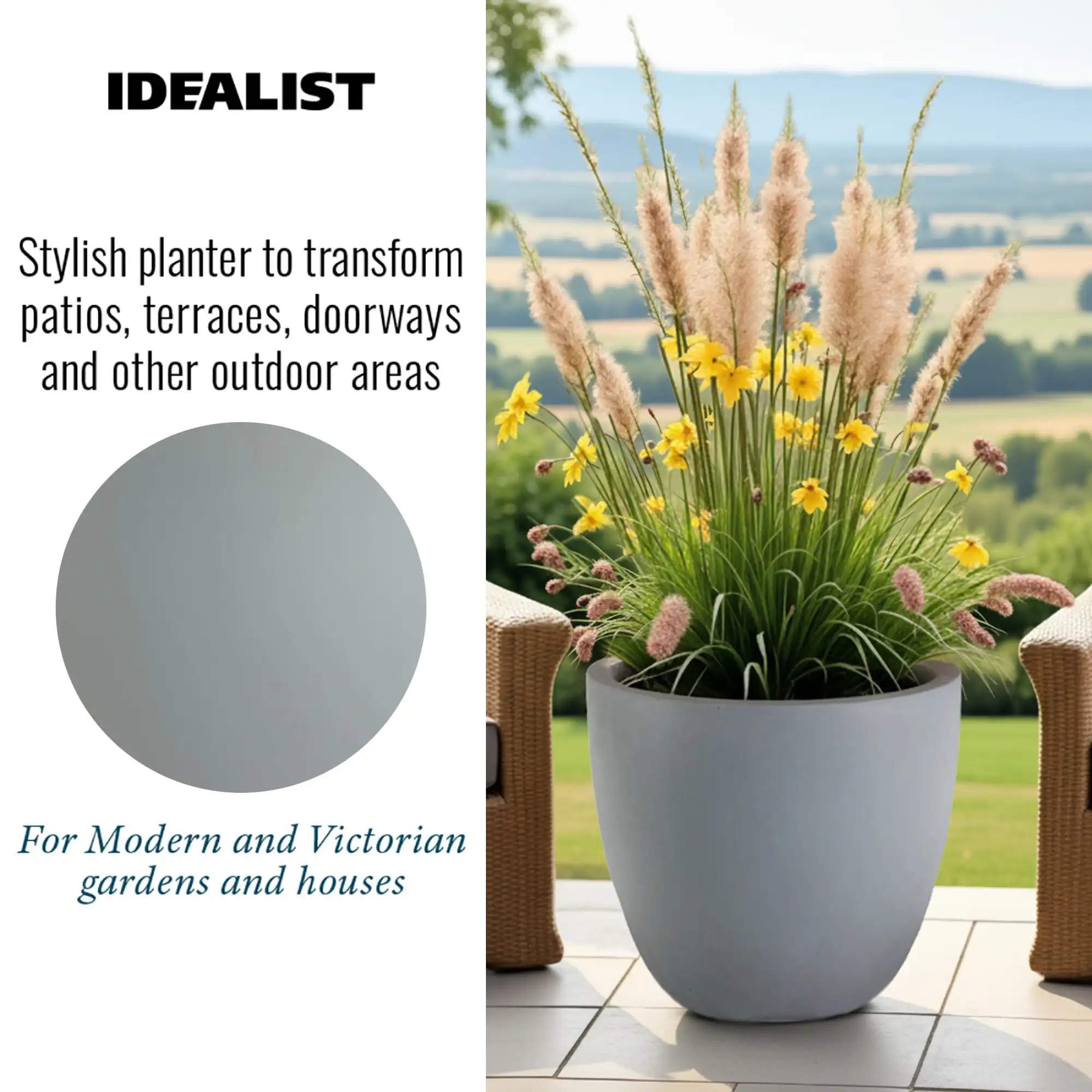 IDEALIST Lite Contemporary Light Concrete Egg Planter