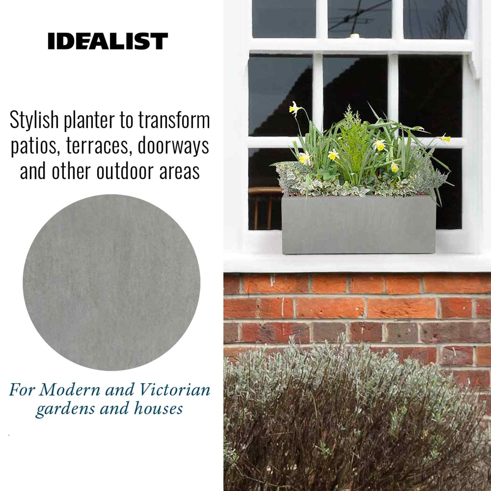 IDEALIST Lite Window Box Light Concrete Planter