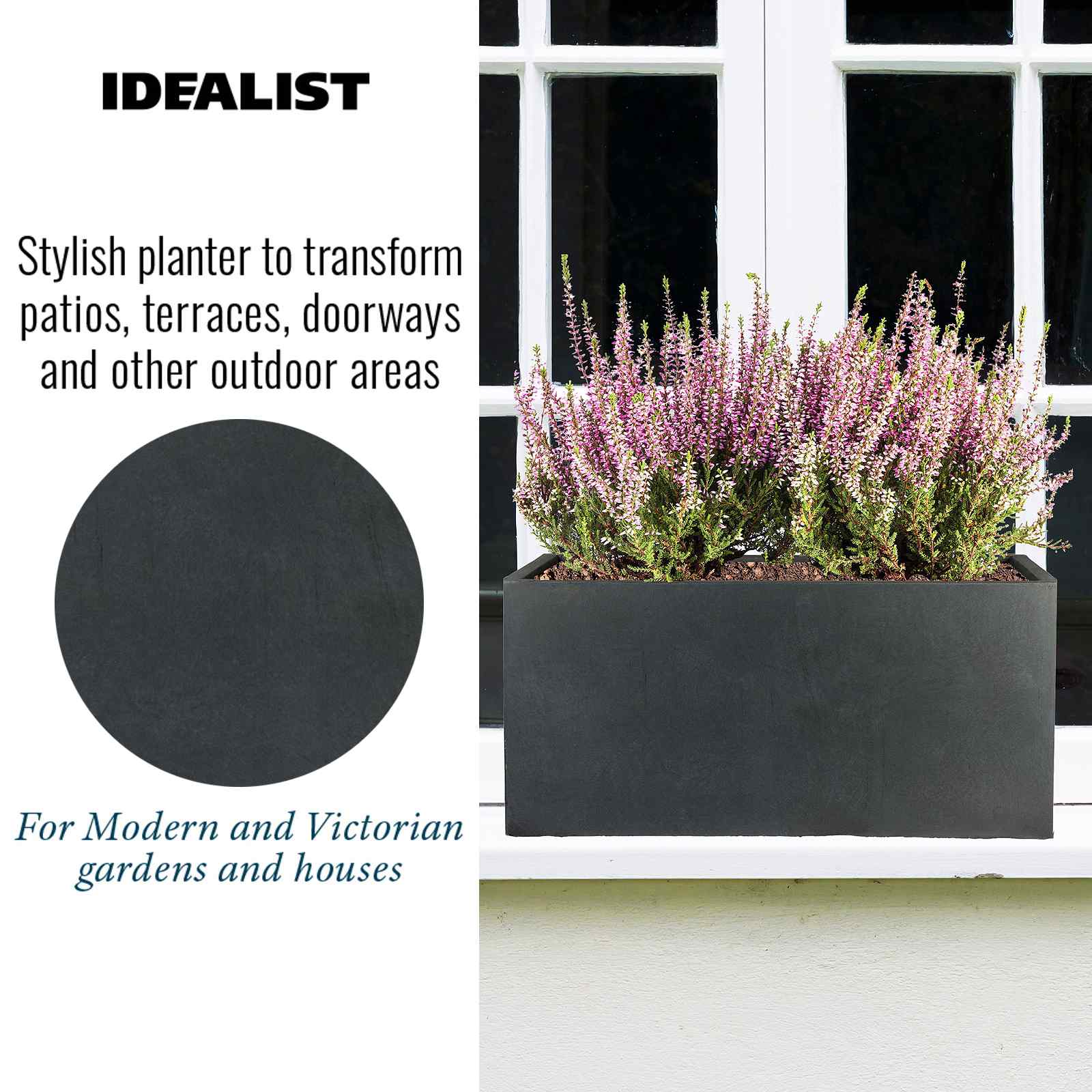 IDEALIST Lite Contemporary Light Concrete Trough Planter