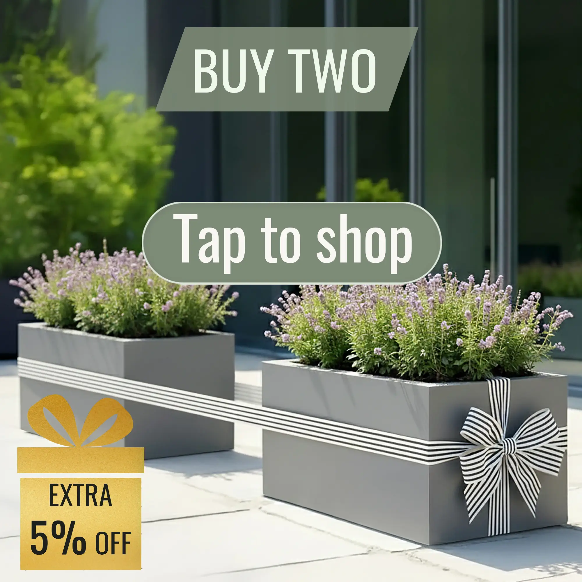 IDEALIST Lite Contemporary Light Concrete Trough Planter