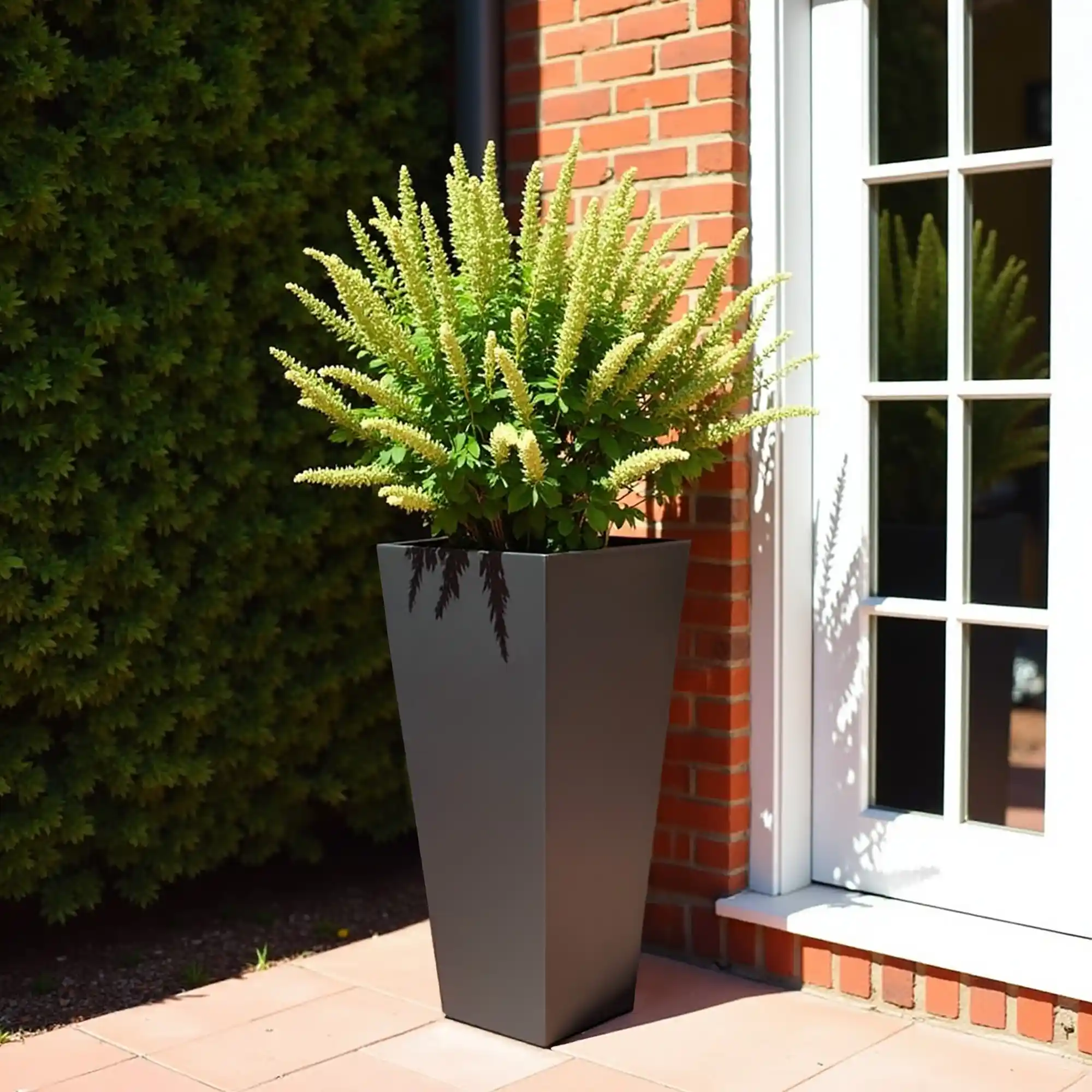 Set of IDEALIST Lite Light Concrete Garden Tall Planters, Outdoor Plant Pots with Tapered Shape