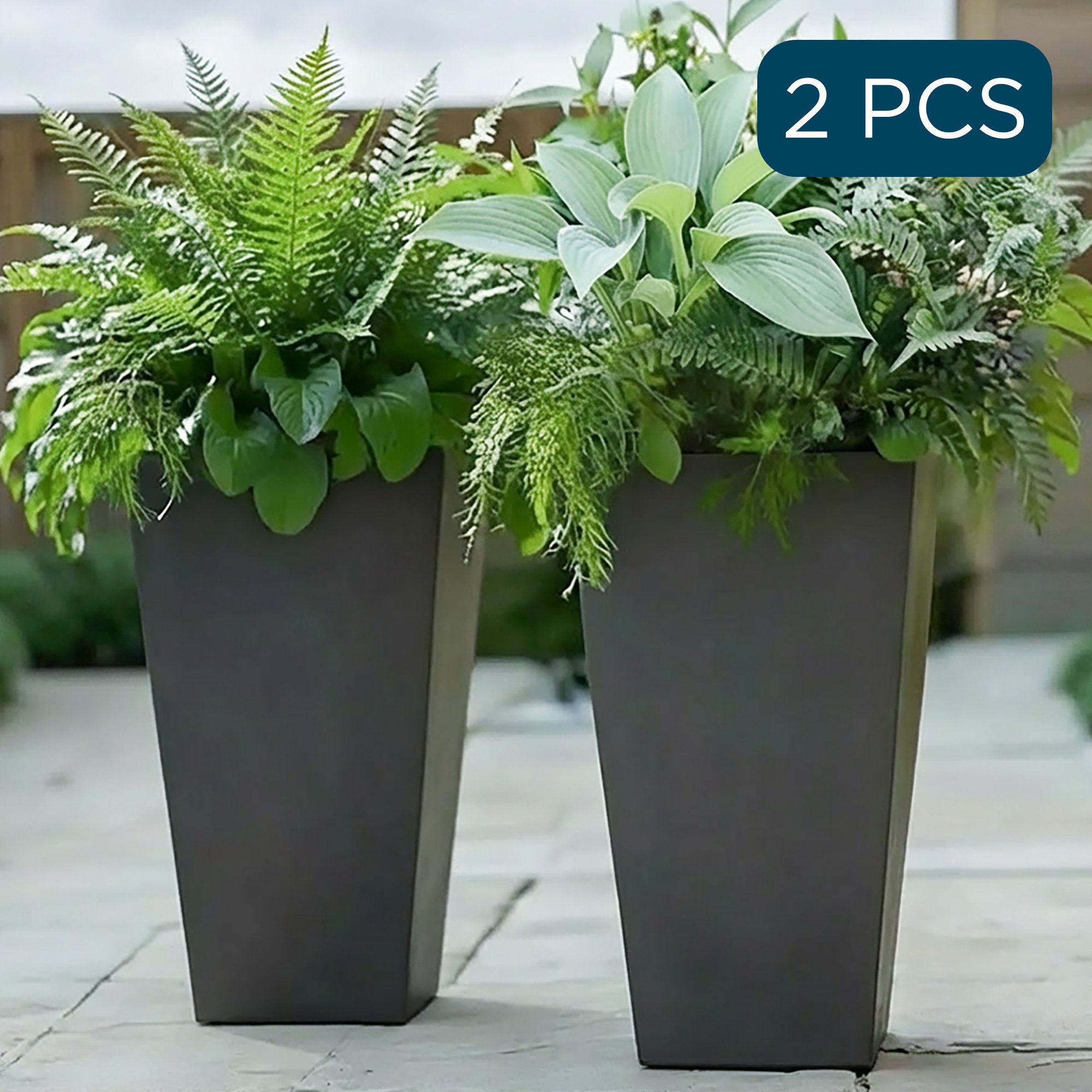 IDEALIST Lite Tall Tapered Contemporary Light Concrete Planter Set