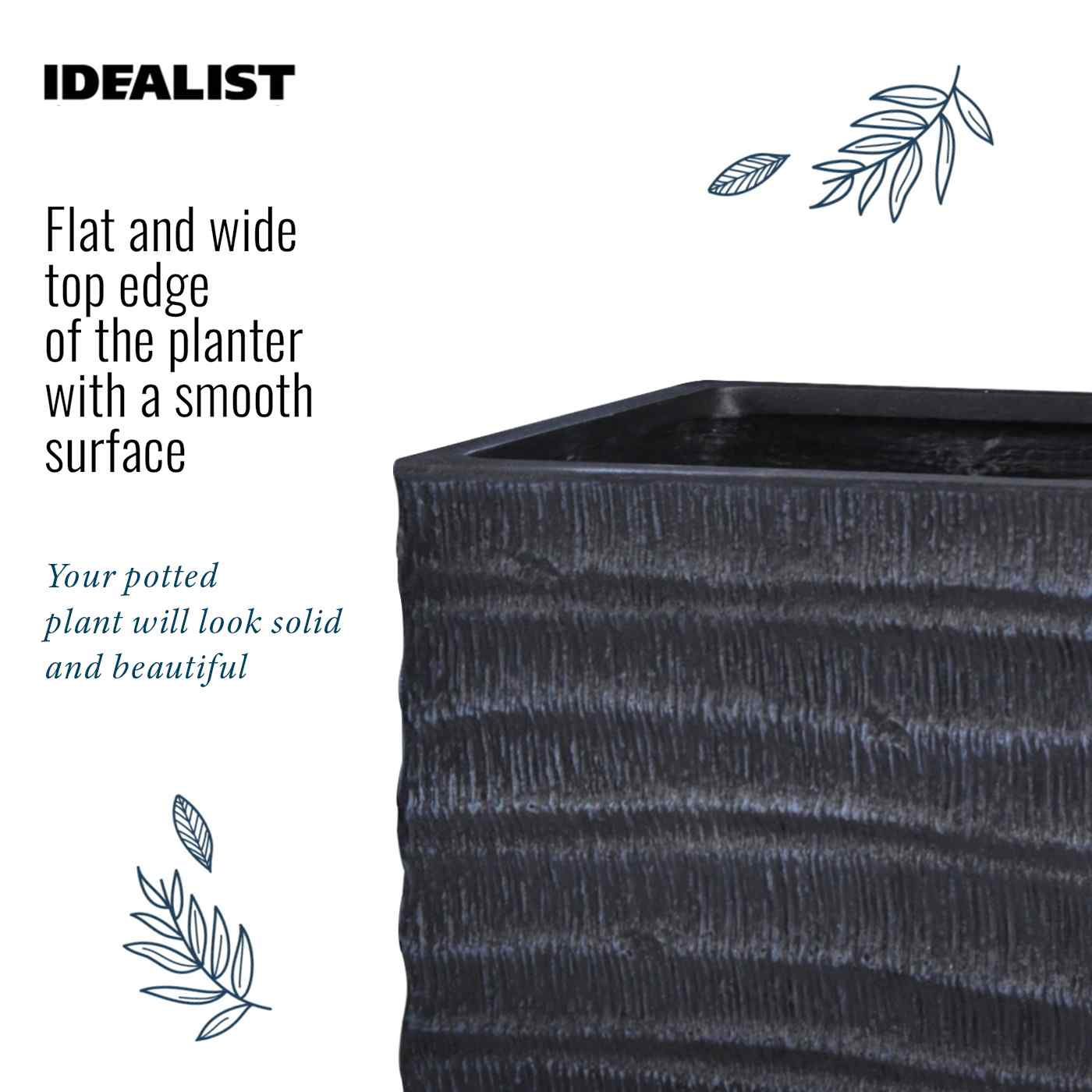 IDEALIST Lite Straw Ribbed Square Outdoor Planter
