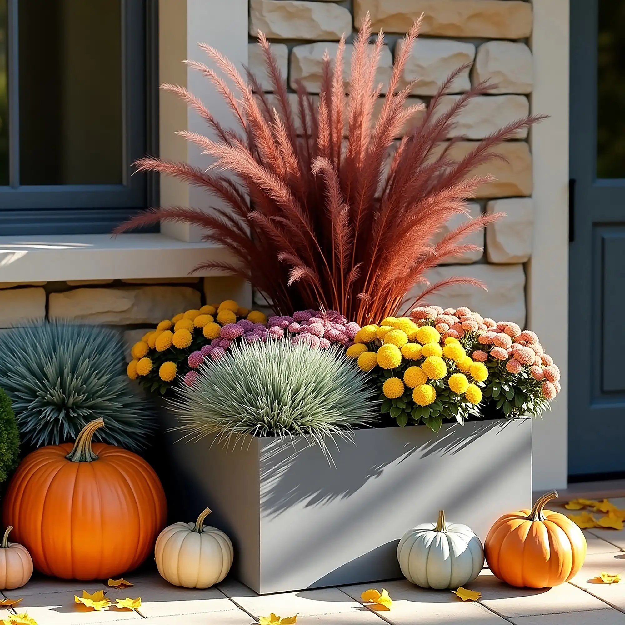 IDEALIST Lite Contemporary Light Concrete Trough Planter Set