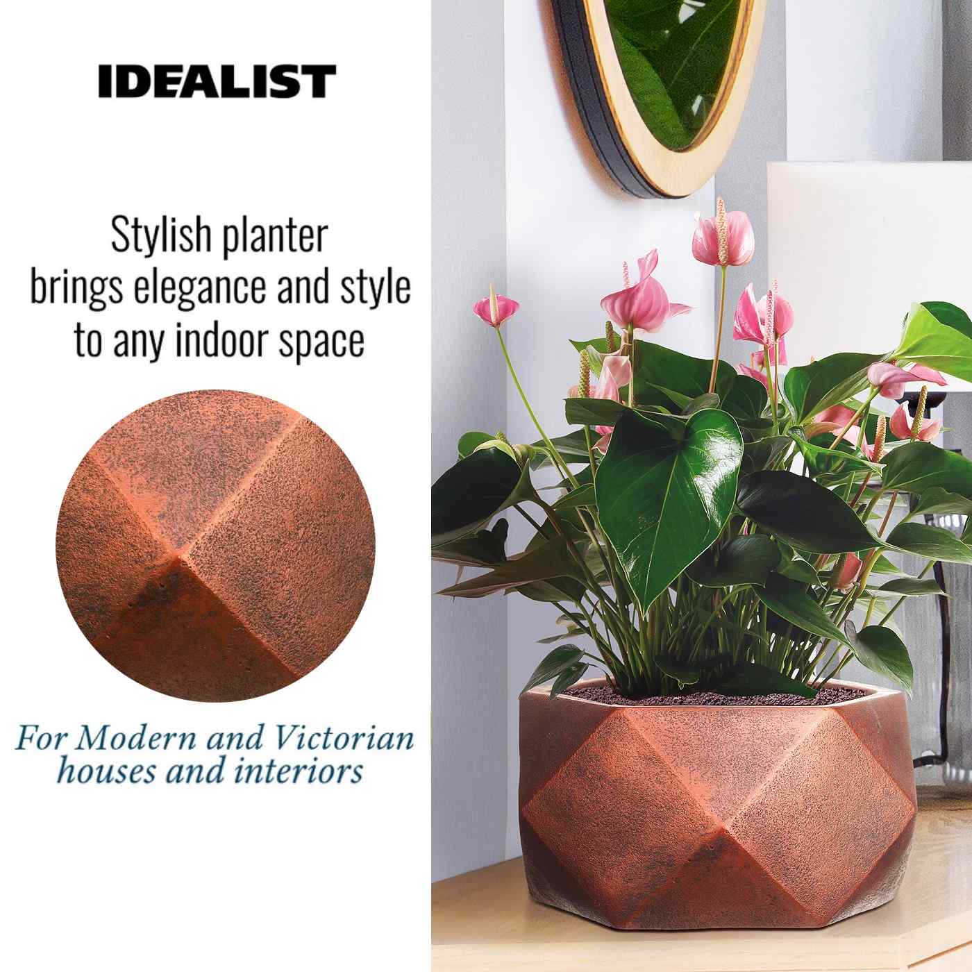 IDEALIST Lite Faceted Effect Bronze Bowl Planter Indoor Plant Pot